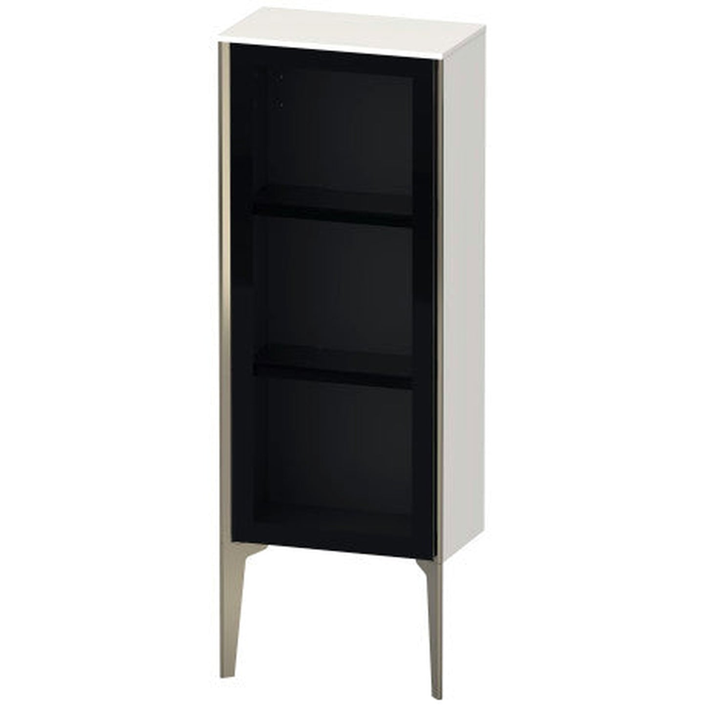 Duravit Xviu 16" x 35" Semi Tall Cabinet With Left Hinge, Champagne Matt and White High Gloss Finish (XV1360LB122)