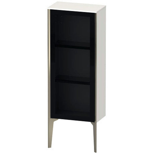Duravit Xviu 16" x 35" Semi Tall Cabinet With Left Hinge, Champagne Matt and White High Gloss Finish (XV1360LB122)