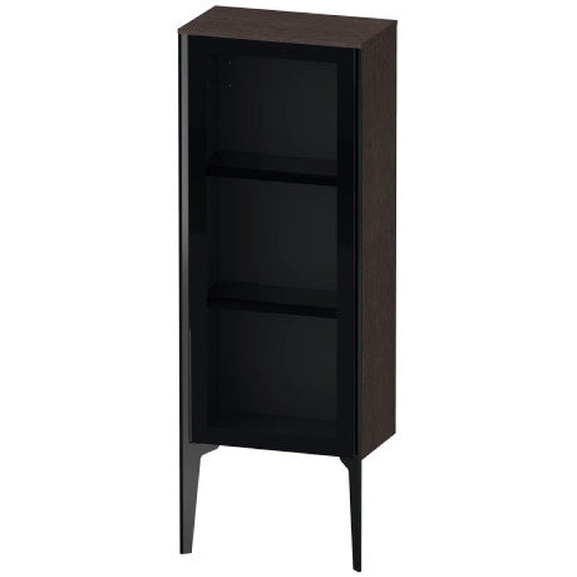 Duravit Xviu 16" x 35" Semi Tall Cabinet With Right Hinge, Black Matt and Brushed Dark Oak Real Wood Veneer Finish (XV1360RB272)