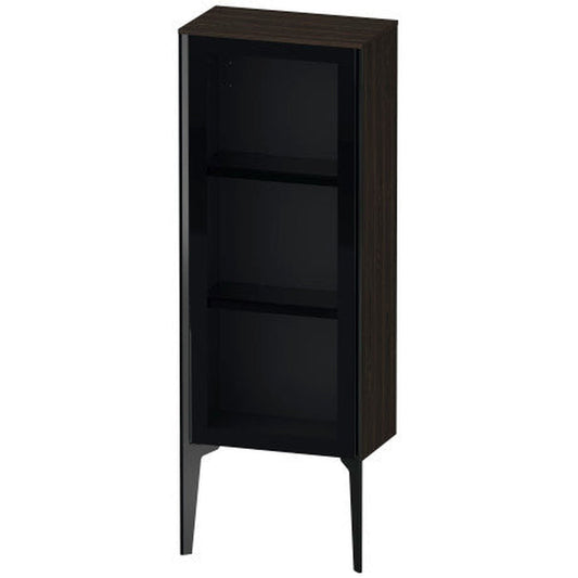 Duravit Xviu 16" x 35" Semi Tall Cabinet With Right Hinge, Black Matt and Brushed Walnut Real Wood Veneer Finish (XV1360RB269)