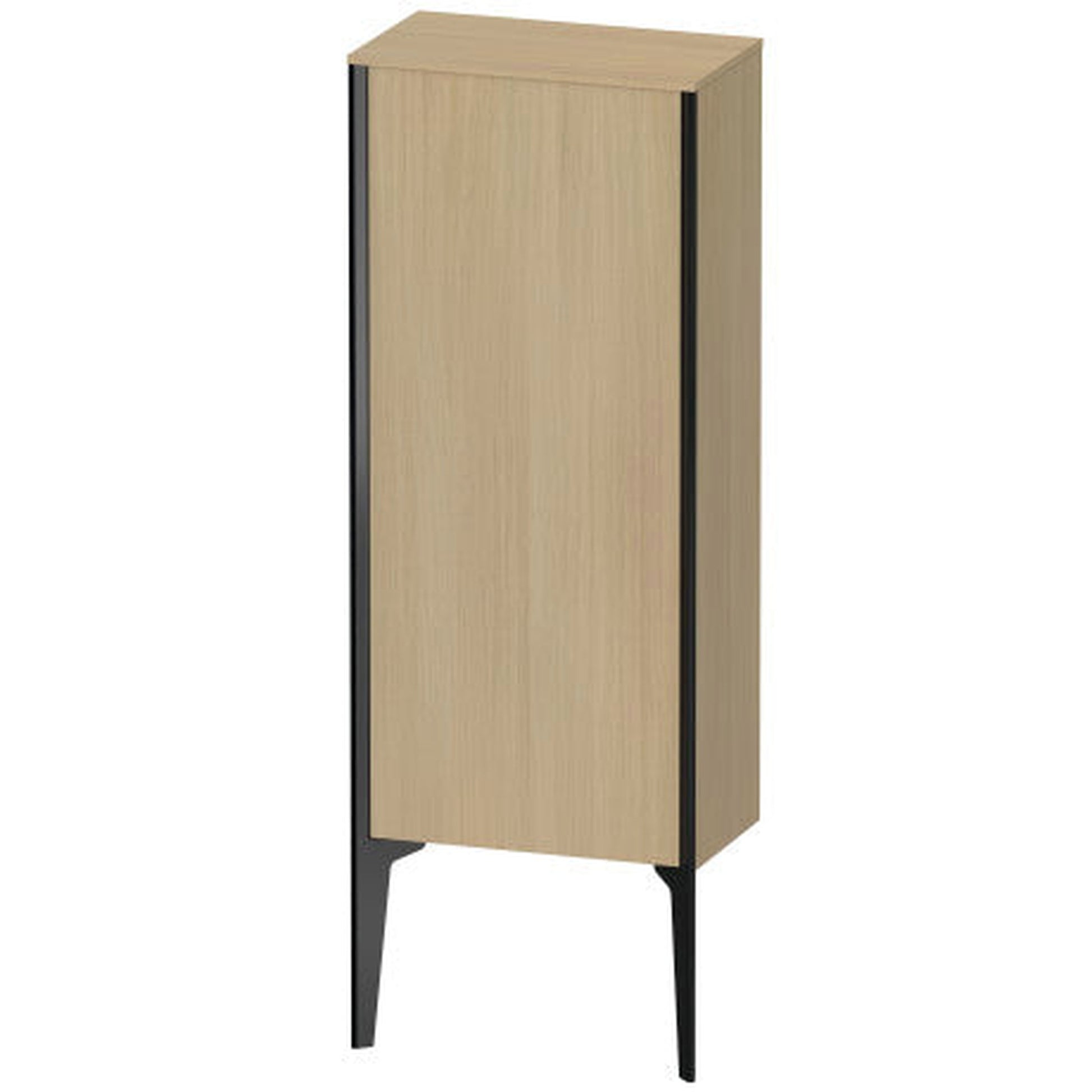 Duravit Xviu 16" x 35" Semi Tall Cabinet With Right Hinge, Black Matt and Mediterreanean Oak Real Wood Veneer Finish (XV1305RB271)