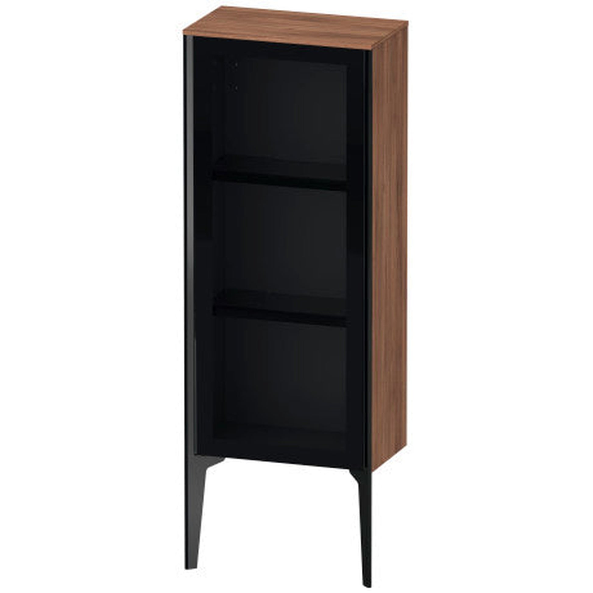 Duravit Xviu 16" x 35" Semi Tall Cabinet With Right Hinge, Black Matt and Natural Walnut Finish (XV1360RB279)