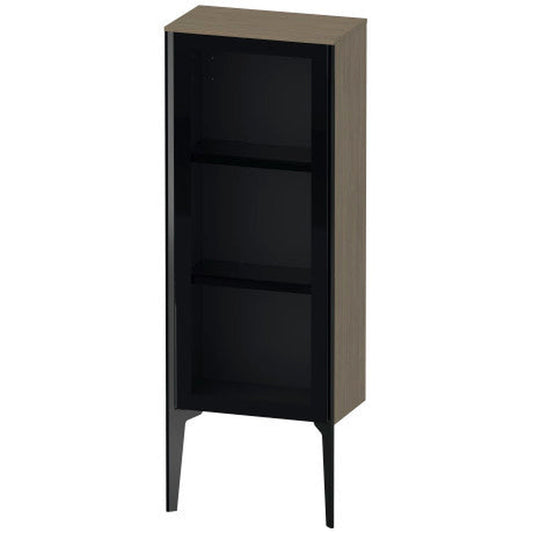 Duravit Xviu 16" x 35" Semi Tall Cabinet With Right Hinge, Black Matt and Oak Terra Finish (XV1360RB235)