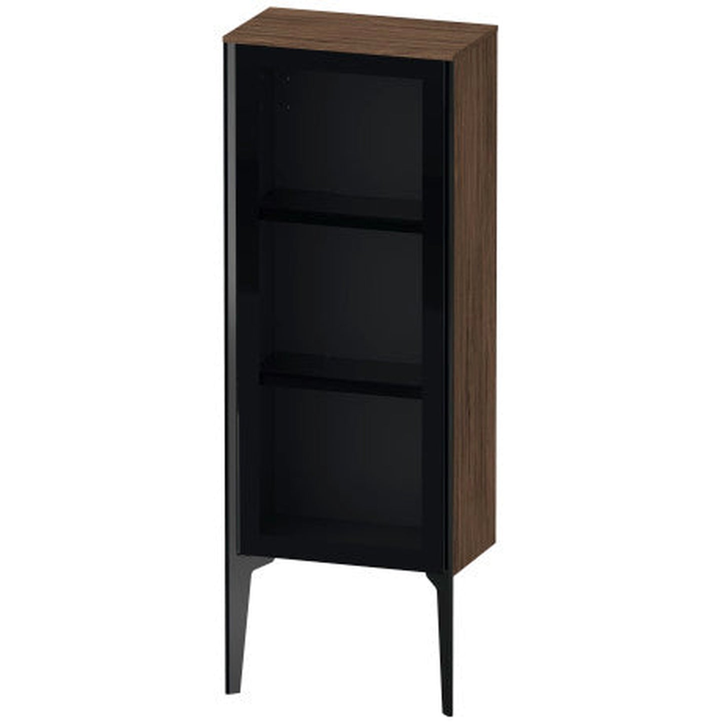 Duravit Xviu 16" x 35" Semi Tall Cabinet With Right Hinge, Black Matt and Walnut Dark Finish (XV1360RB221)