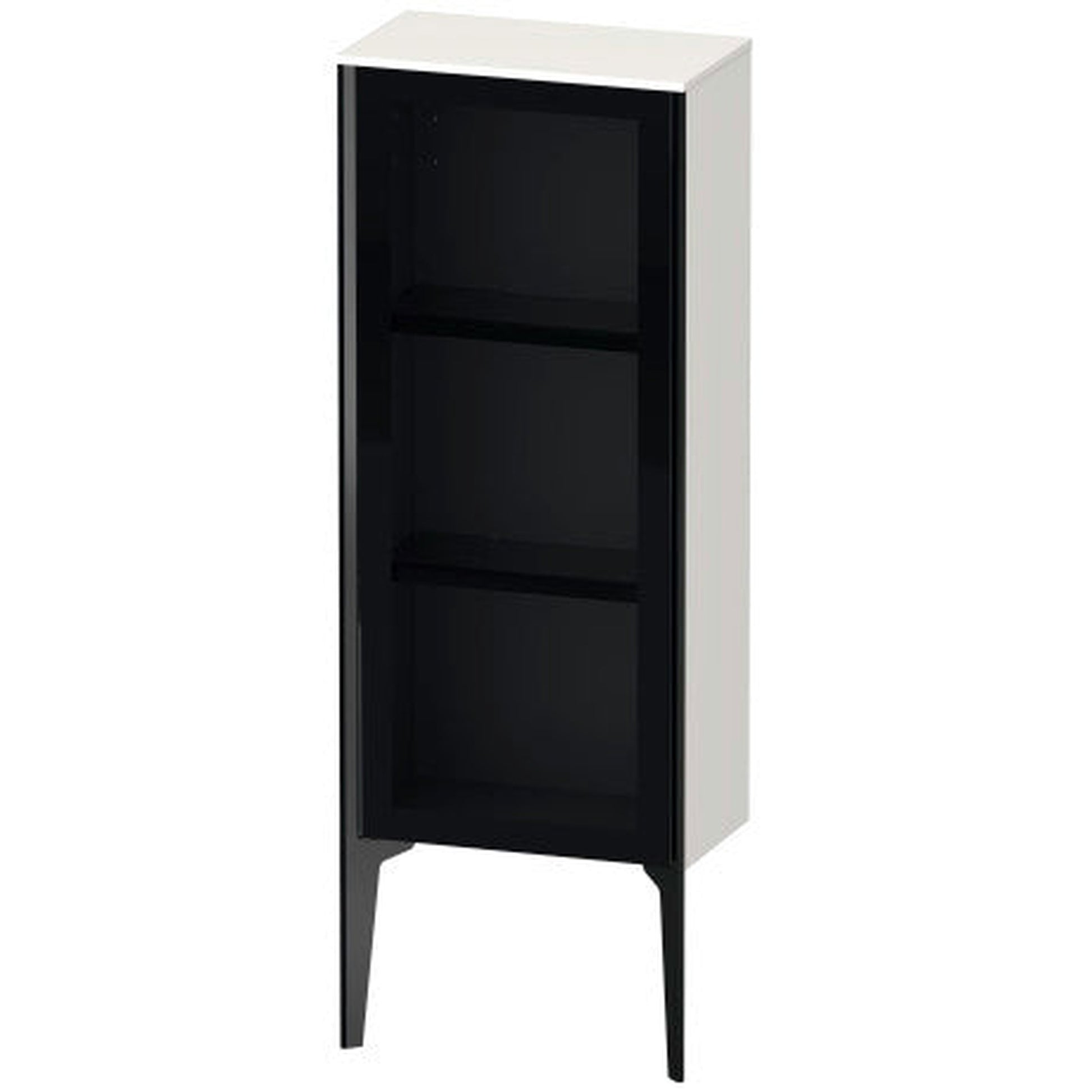 Duravit Xviu 16" x 35" Semi Tall Cabinet With Right Hinge, Black Matt and White High Gloss Finish (XV1360RB222)
