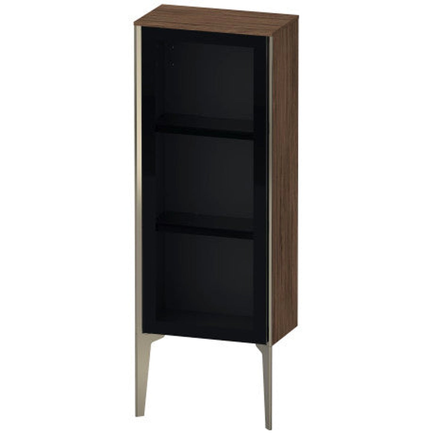 Duravit Xviu 16" x 35" Semi Tall Cabinet With Right Hinge, Champagne Matt and Walnut Dark Finish (XV1360RB121)