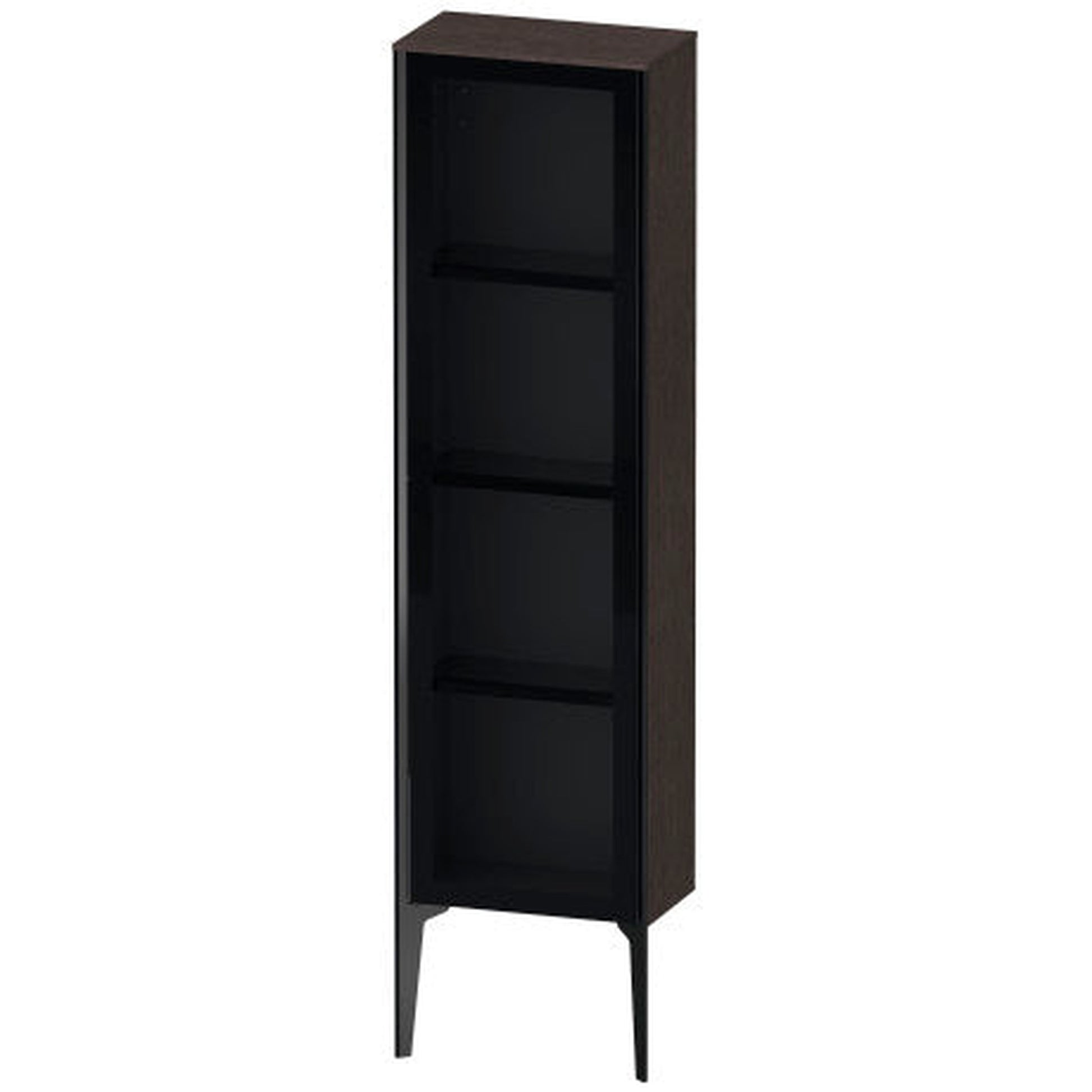 Duravit Xviu 16" x 52" Semi Tall Cabinet With Left Hinge, Black Matt and Brushed Dark Oak Real Wood Veneer Finish (XV1365LB272)