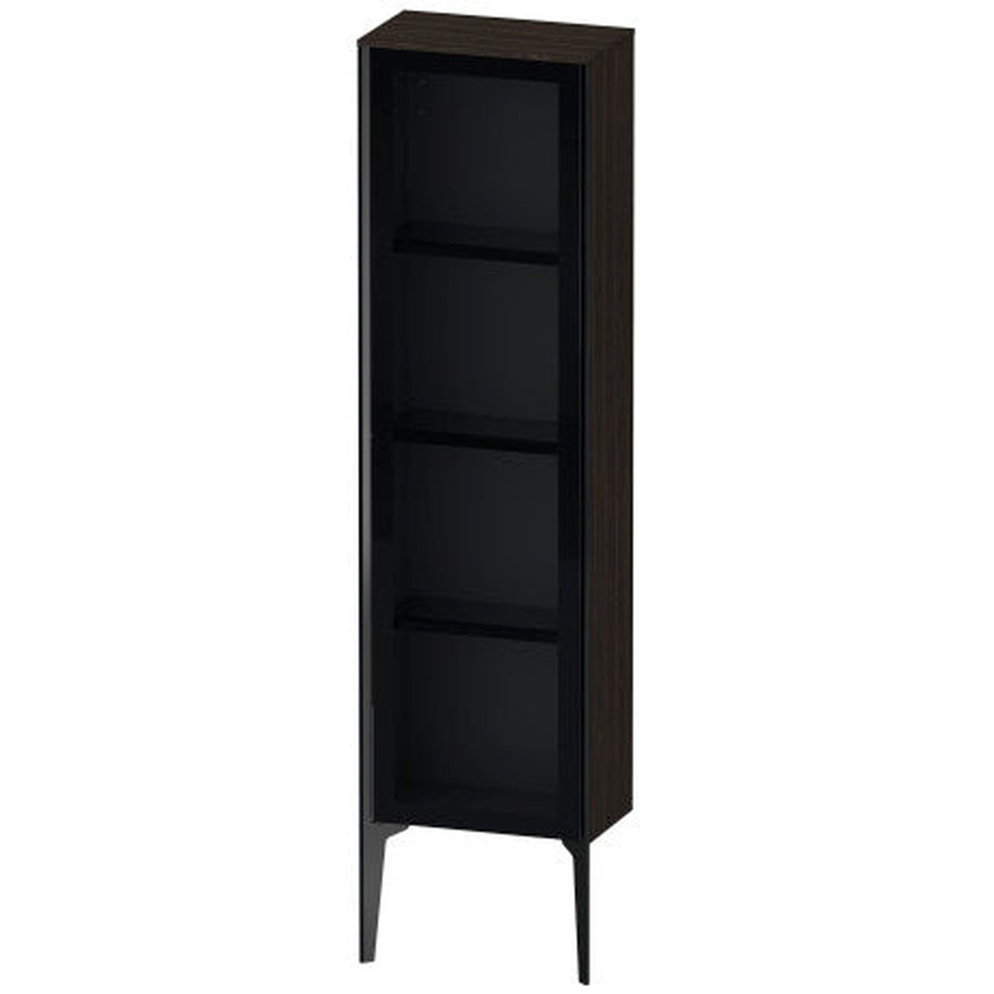 Duravit Xviu 16" x 52" Semi Tall Cabinet With Left Hinge, Black Matt and Brushed Walnut Real Wood Veneer Finish (XV1365LB269)