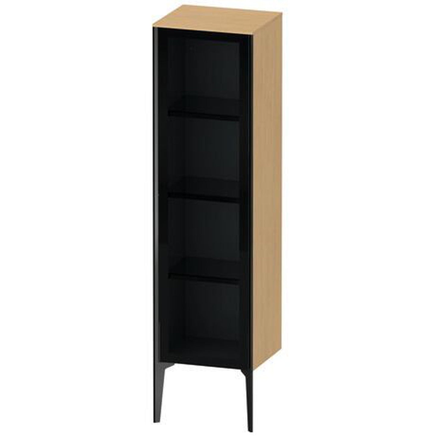 Duravit Xviu 16" x 52" Semi Tall Cabinet With Left Hinge, Black Matt and Natural Oak Finish (XV1367LB230)