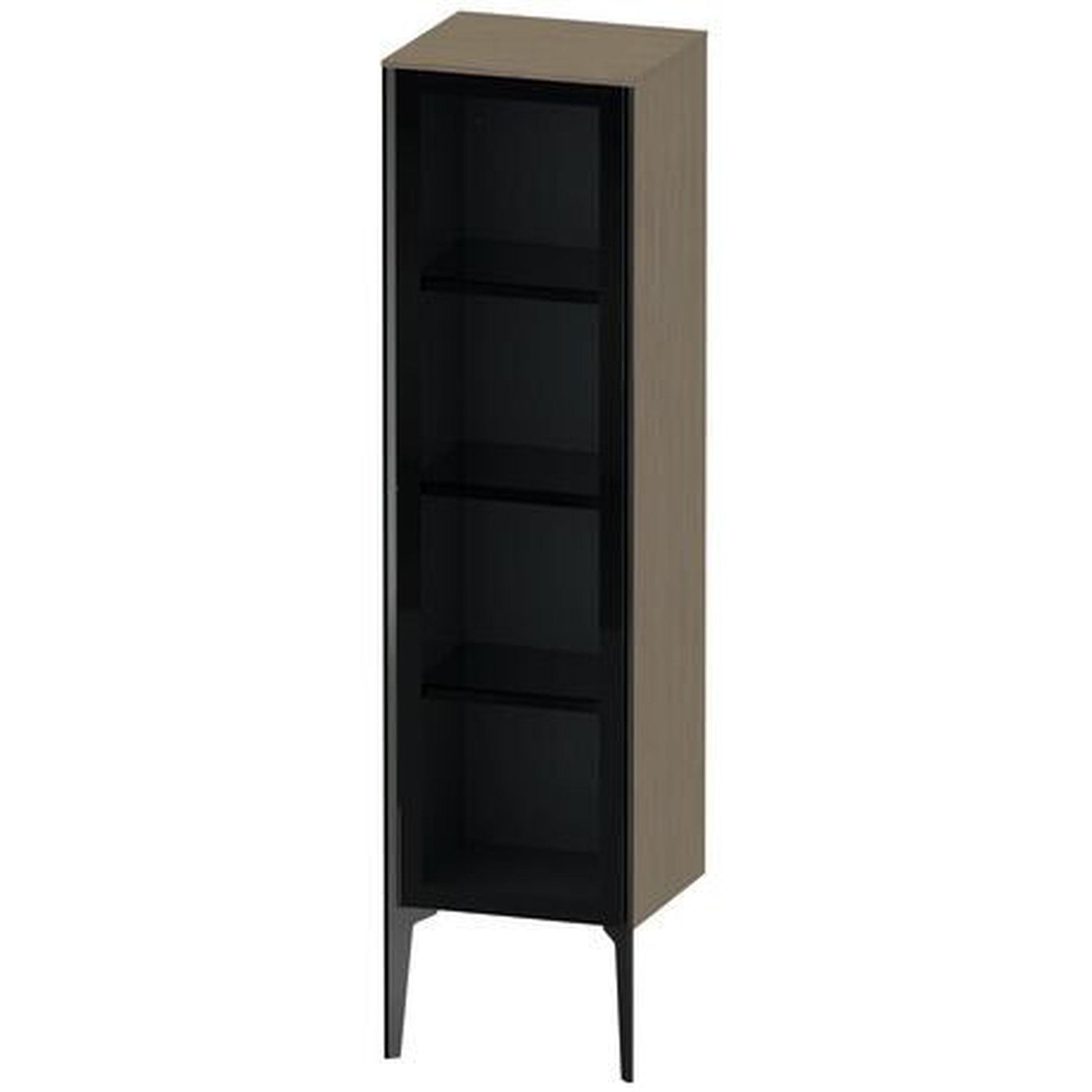 Duravit Xviu 16" x 52" Semi Tall Cabinet With Left Hinge, Black Matt and Oak Terra Finish (XV1367LB235)