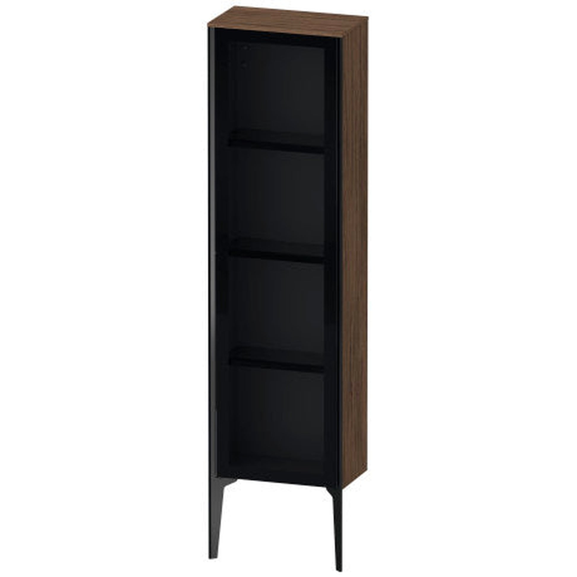 Duravit Xviu 16" x 52" Semi Tall Cabinet With Left Hinge, Black Matt and Walnut Dark Finish (XV1365LB221)
