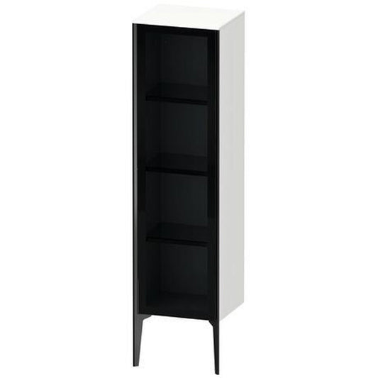 Duravit Xviu 16" x 52" Semi Tall Cabinet With Left Hinge, Black Matt and White Matt Finish (XV1367LB218)