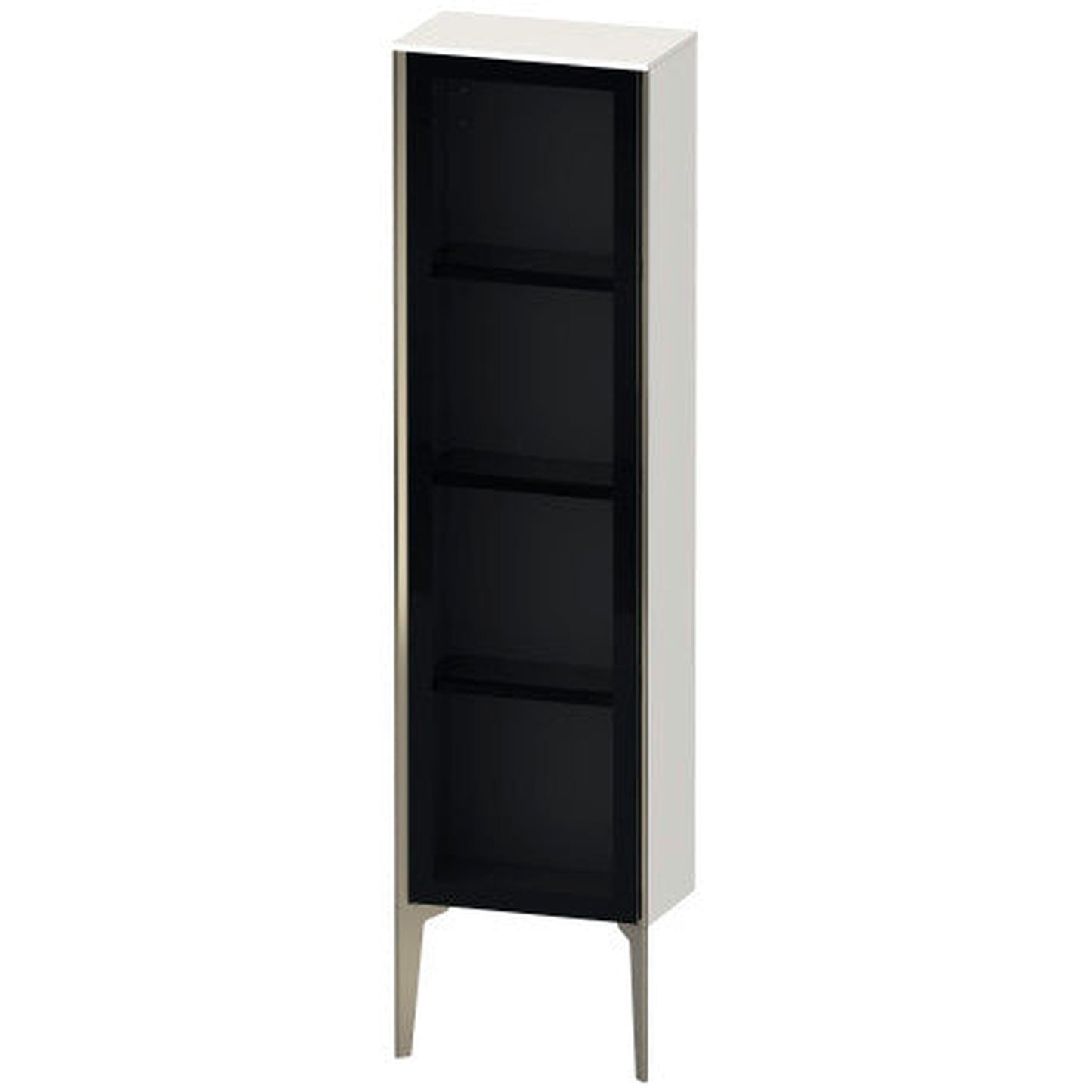 Duravit Xviu 16" x 52" Semi Tall Cabinet With Left Hinge, Champagne Matt and White High Gloss Finish (XV1365LB122)