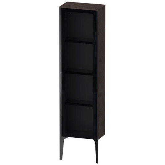 Duravit Xviu 16" x 52" Semi Tall Cabinet With Right Hinge, Black Matt and Brushed Dark Oak Real Wood Veneer Finish (XV1365RB272)