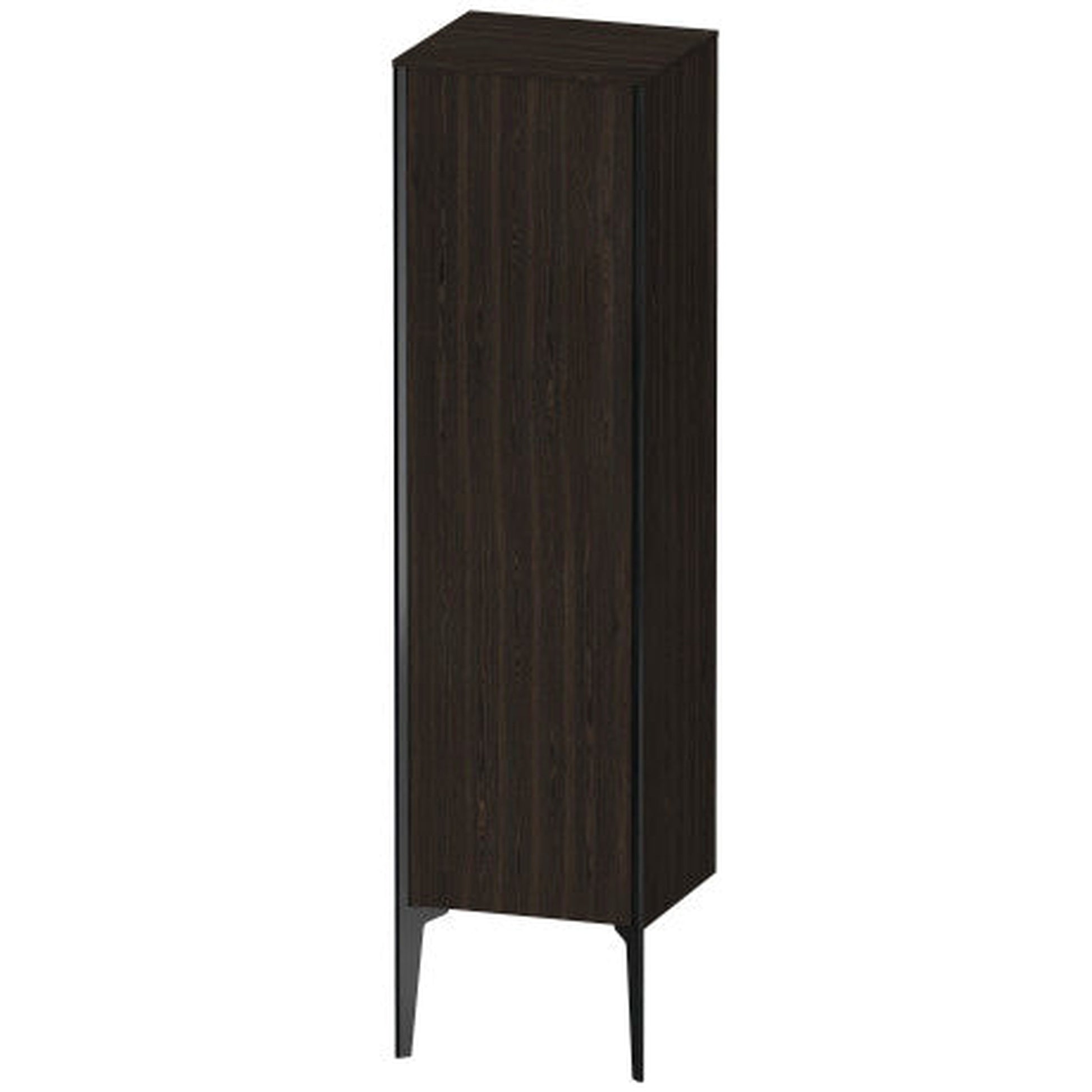 Duravit Xviu 16" x 52" Semi Tall Cabinet With Right Hinge, Black Matt and Brushed Walnut Real Wood Veneer Finish (XV1325RB269)
