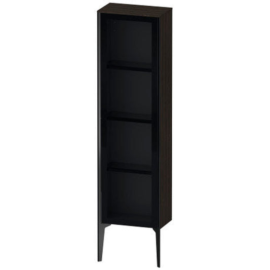 Duravit Xviu 16" x 52" Semi Tall Cabinet With Right Hinge, Black Matt and Brushed Walnut Real Wood Veneer Finish (XV1365RB269)