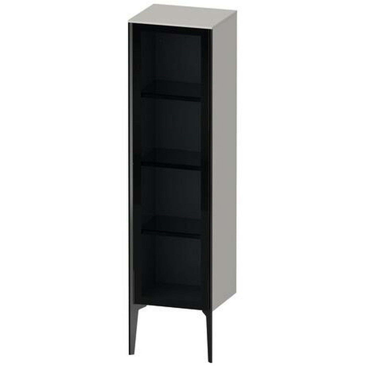 Duravit Xviu 16" x 52" Semi Tall Cabinet With Right Hinge, Black Matt and Concrete Grey Matt Finish (XV1367RB207)
