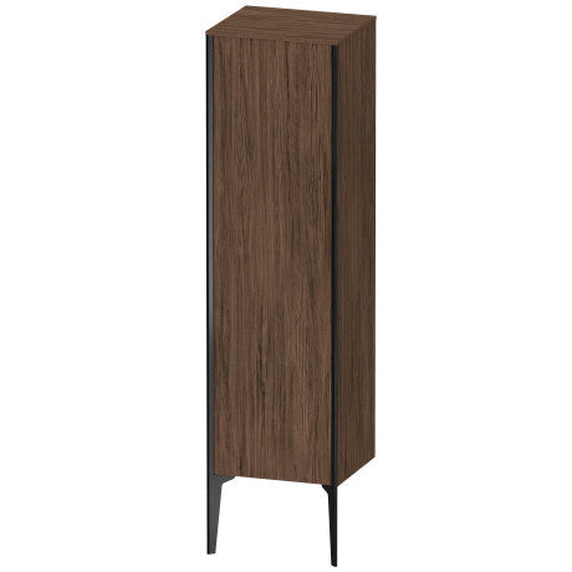 Duravit Xviu 16" x 52" Semi Tall Cabinet With Right Hinge, Black Matt and Walnut Dark Finish (XV1325RB221)