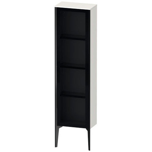 Duravit Xviu 16" x 52" Semi Tall Cabinet With Right Hinge, Black Matt and White High Gloss Finish (XV1365RB222)