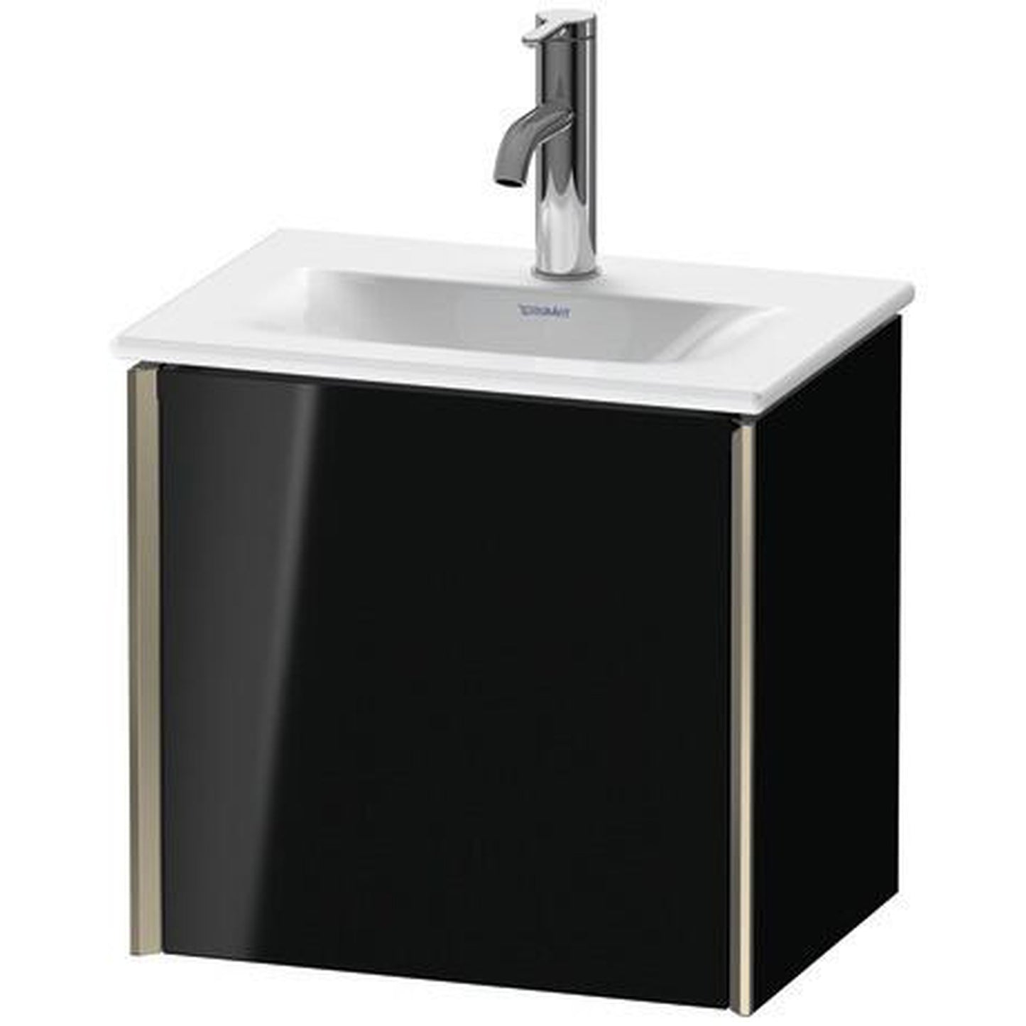 Duravit Xviu 17" x 16" x 12" One Door Wall-Mount Vanity Unit With Left Hinge, Black High Gloss Lacquer (XV4030LB140)