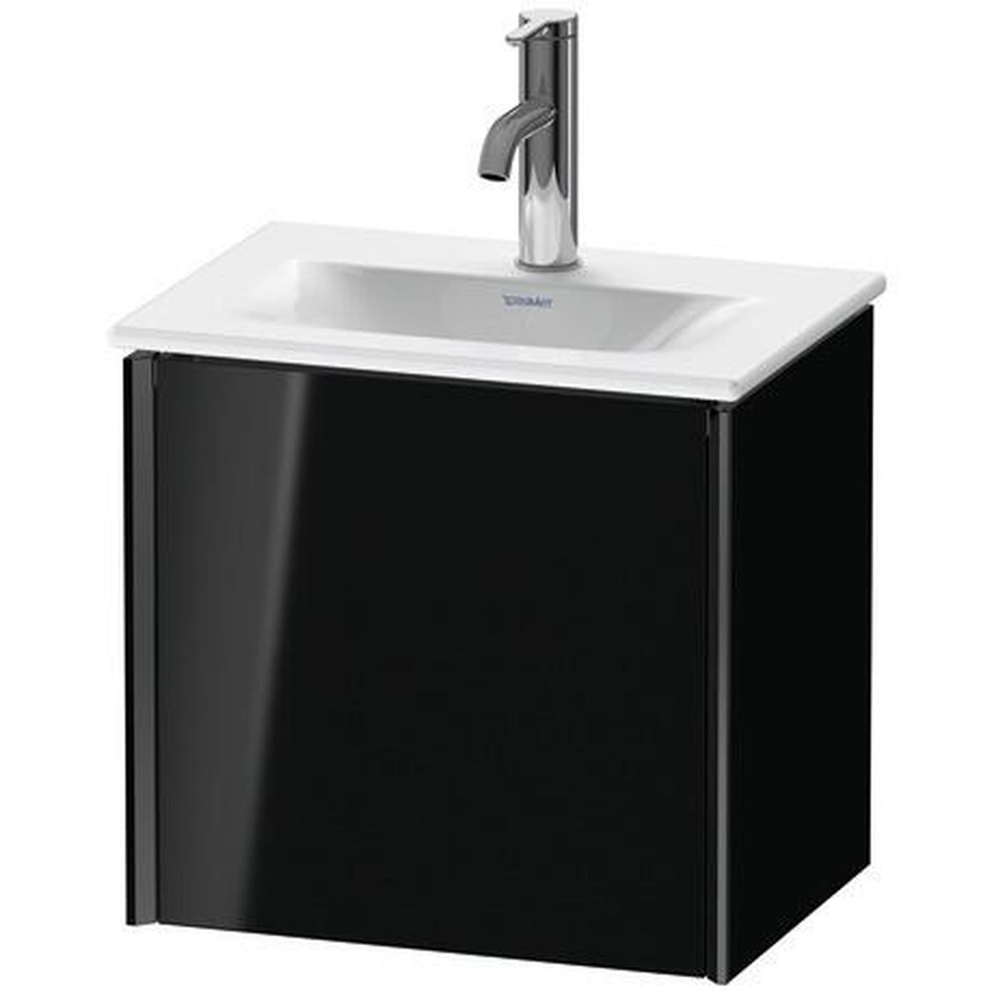 Duravit Xviu 17" x 16" x 12" One Door Wall-Mount Vanity Unit With Left Hinge, Black High Gloss Lacquer (XV4030LB240)