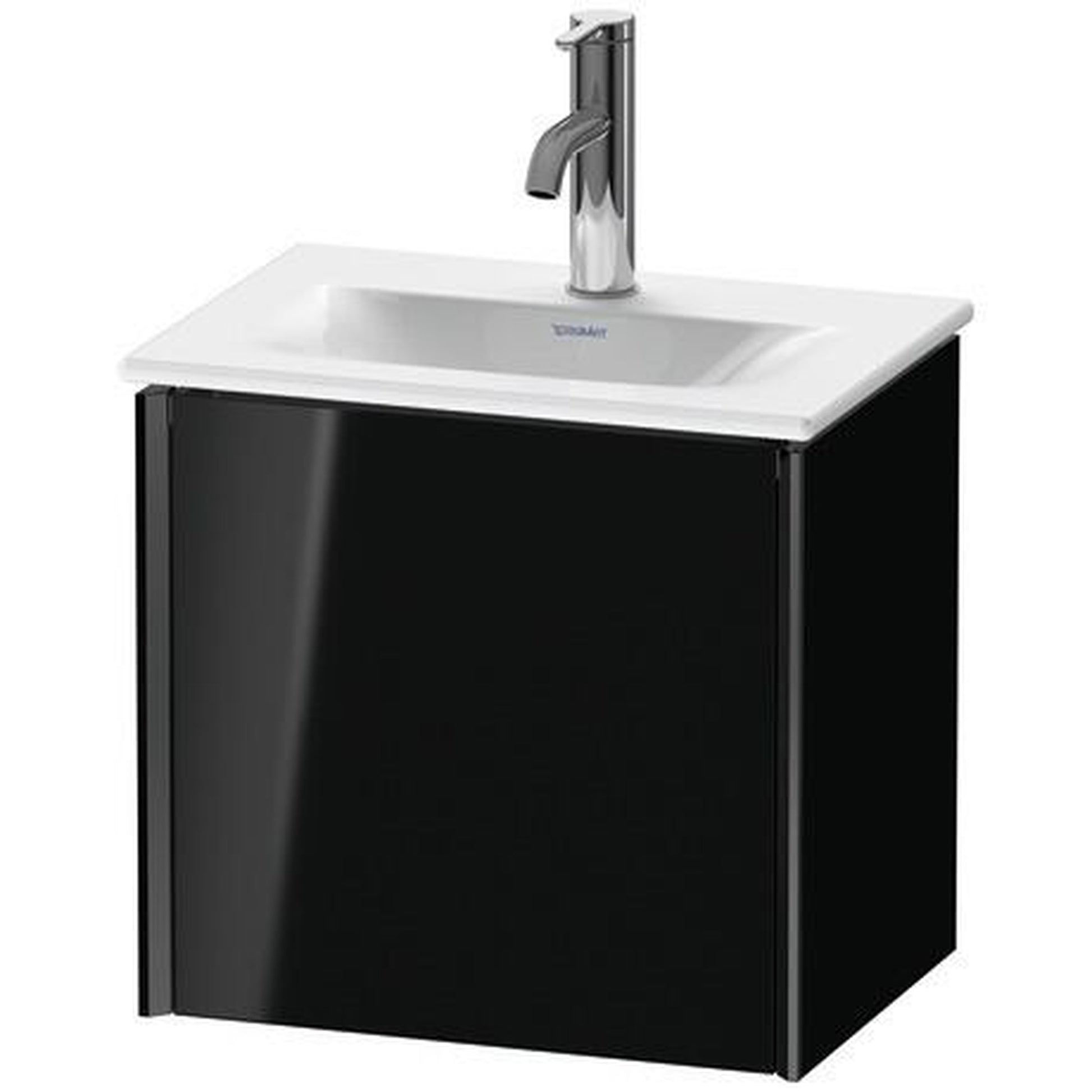 Duravit Xviu 17" x 16" x 12" One Door Wall-Mount Vanity Unit With Left Hinge, Black High Gloss Lacquer (XV4030LB240)