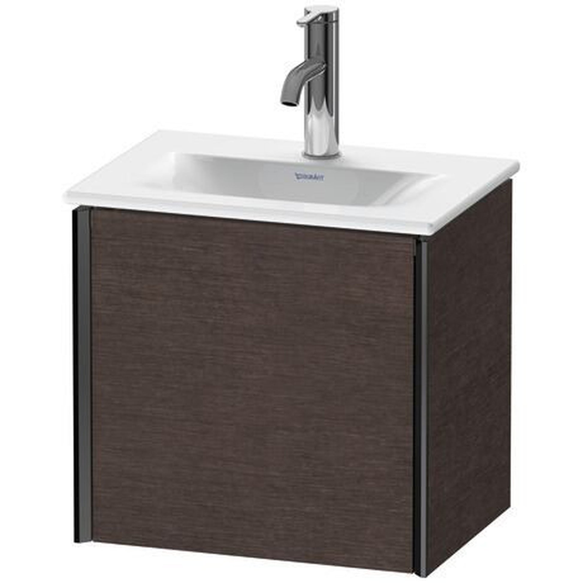 Duravit Xviu 17" x 16" x 12" One Door Wall-Mount Vanity Unit With Left Hinge, Brushed Dark Oak Real Wood Veneer (XV4030LB272)