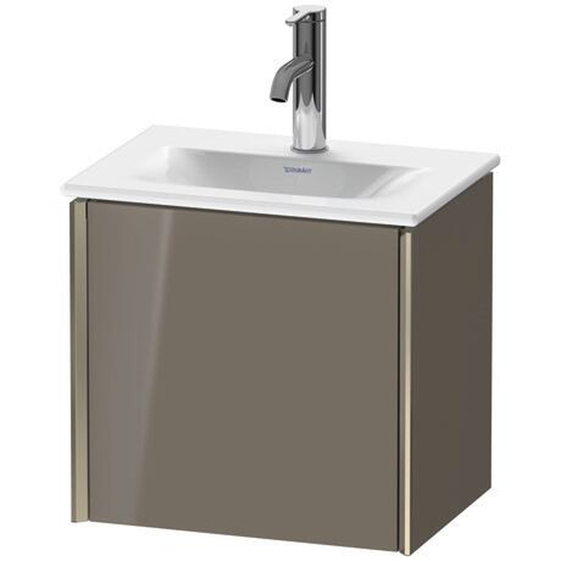 Duravit Xviu 17" x 16" x 12" One Door Wall-Mount Vanity Unit With Left Hinge, Flannel Grey High Gloss Lacquer (XV4030LB189)