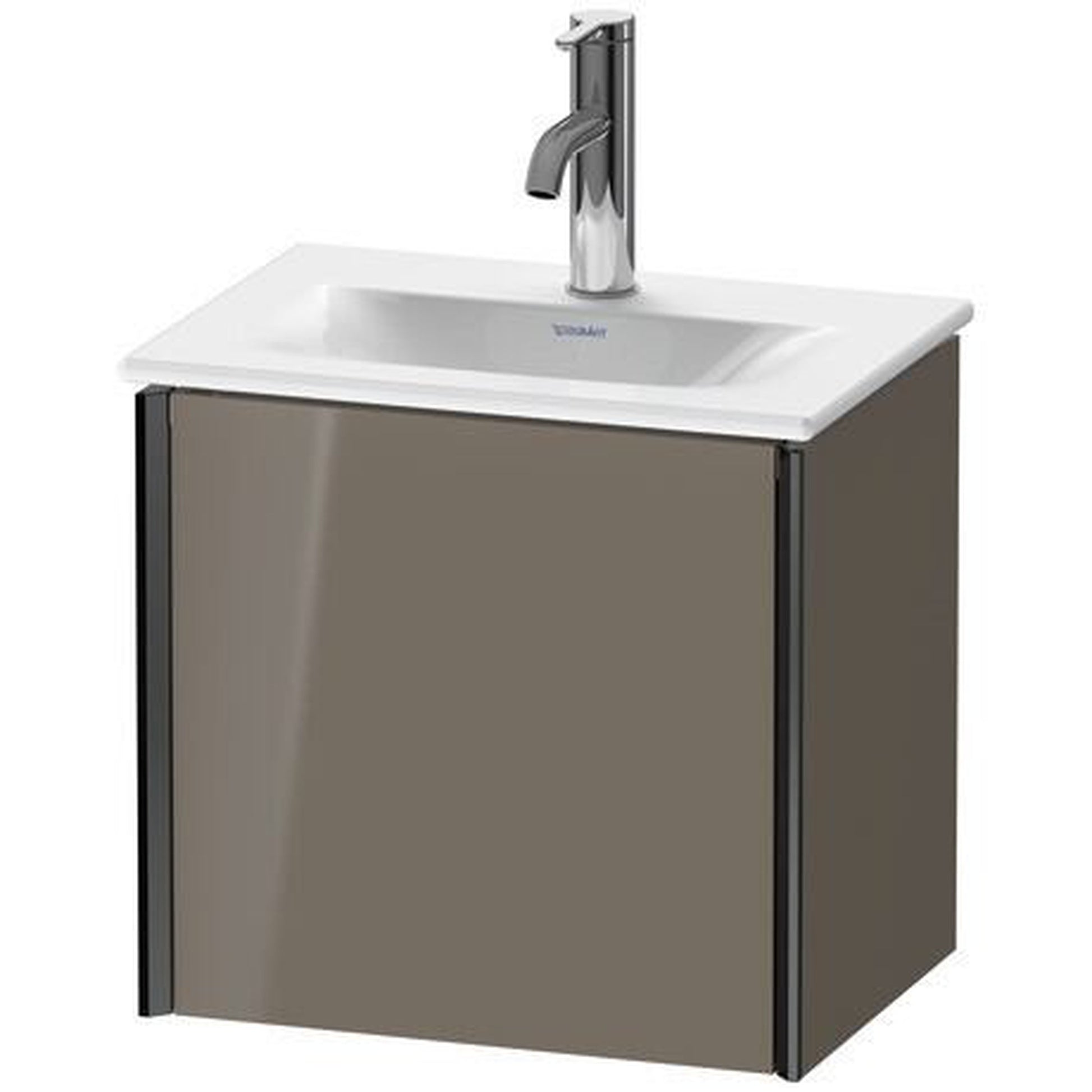 Duravit Xviu 17" x 16" x 12" One Door Wall-Mount Vanity Unit With Left Hinge, Flannel Grey High Gloss Lacquer (XV4030LB289)