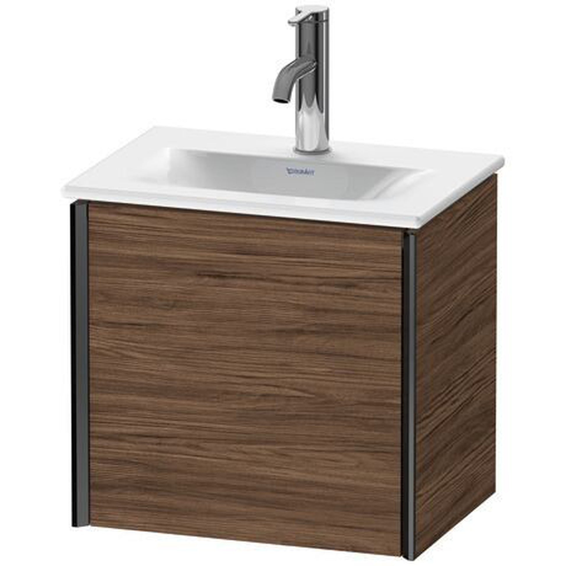 Duravit Xviu 17" x 16" x 12" One Door Wall-Mount Vanity Unit With Left Hinge, Walnut Dark (XV4030LB221)