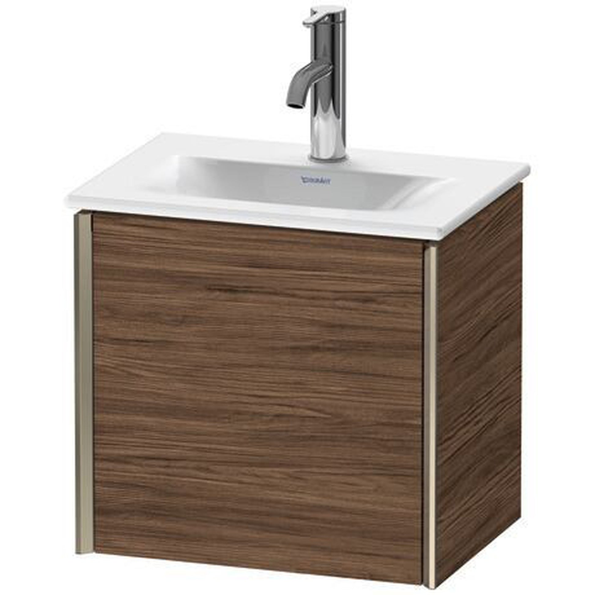 Duravit Xviu 17" x 16" x 12" One Door Wall-Mount Vanity Unit With Right Hinge, Walnut Dark (XV4030RB121)