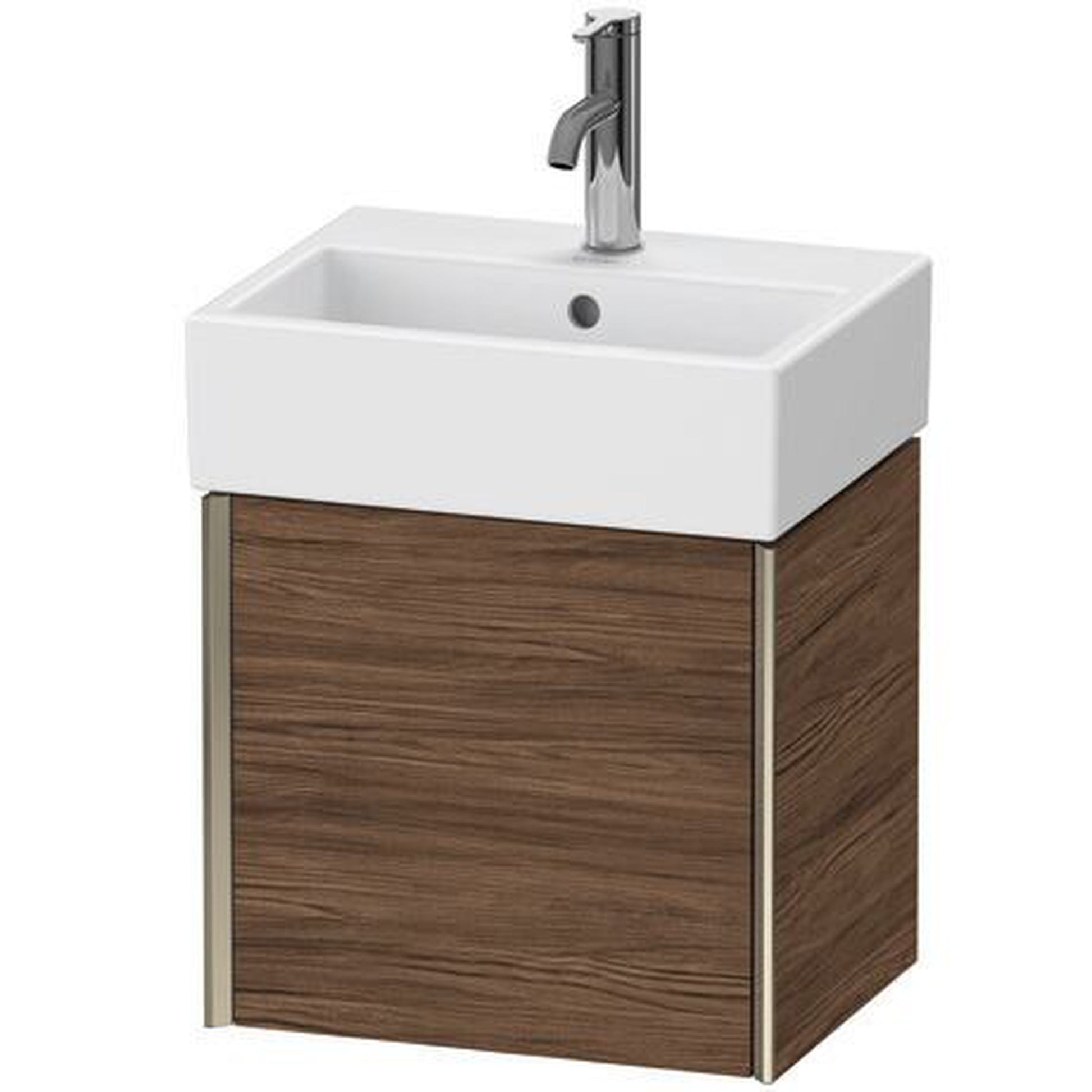 Duravit Xviu 17" x 16" x 13" One Door Wall-Mount Vanity Unit With Left Hinge, Walnut Dark (XV4231LB121)