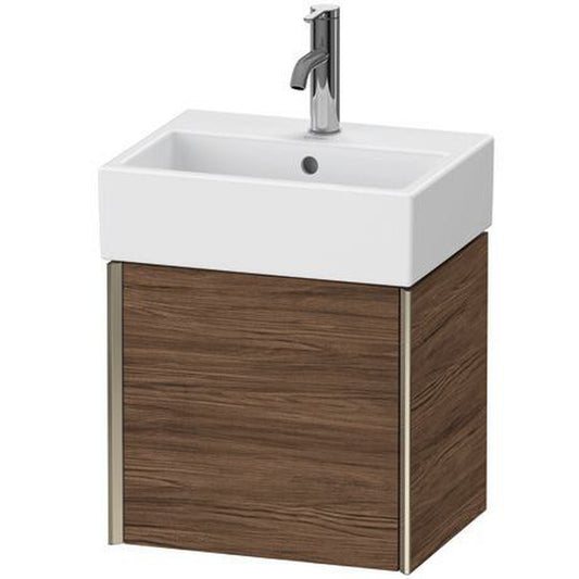 Duravit Xviu 17" x 16" x 13" One Door Wall-Mount Vanity Unit With Right Hinge, Walnut Dark (XV4231RB121)