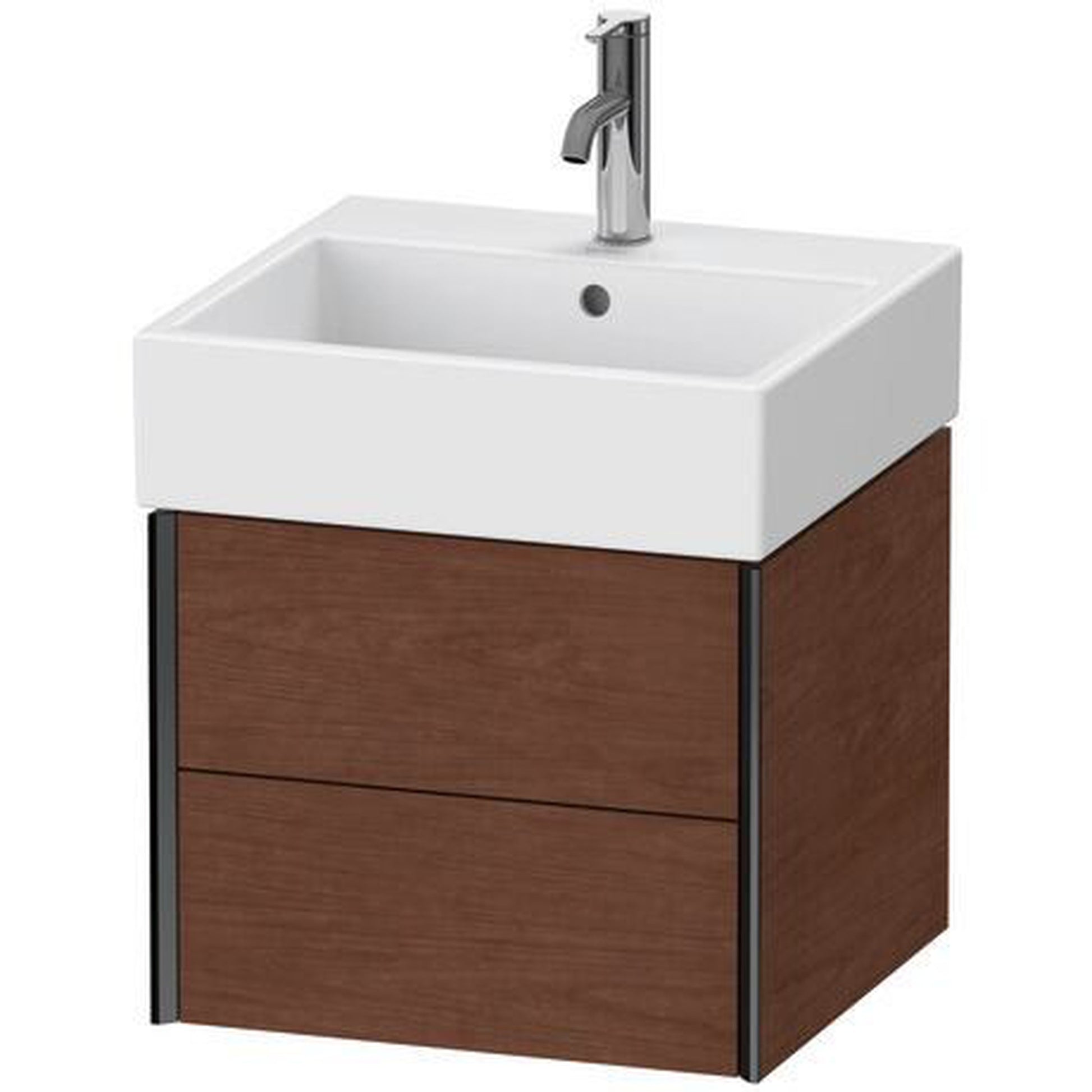 Duravit Xviu 19" x 16" x 18" Two Drawer Wall-Mount Vanity Unit, American Walnut (XV43330B213)