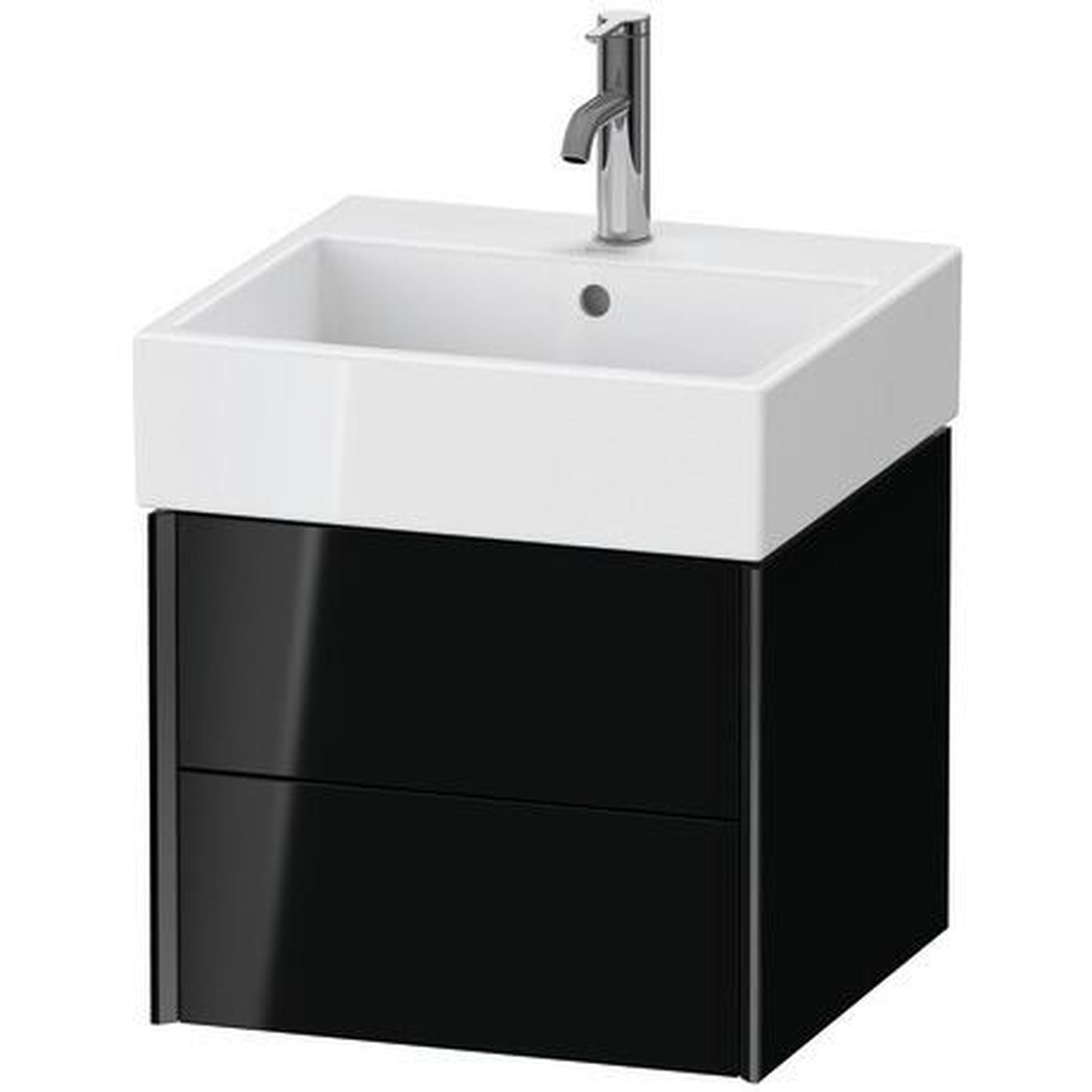 Duravit Xviu 19" x 16" x 18" Two Drawer Wall-Mount Vanity Unit, Black High Gloss Lacquer (XV43330B240)