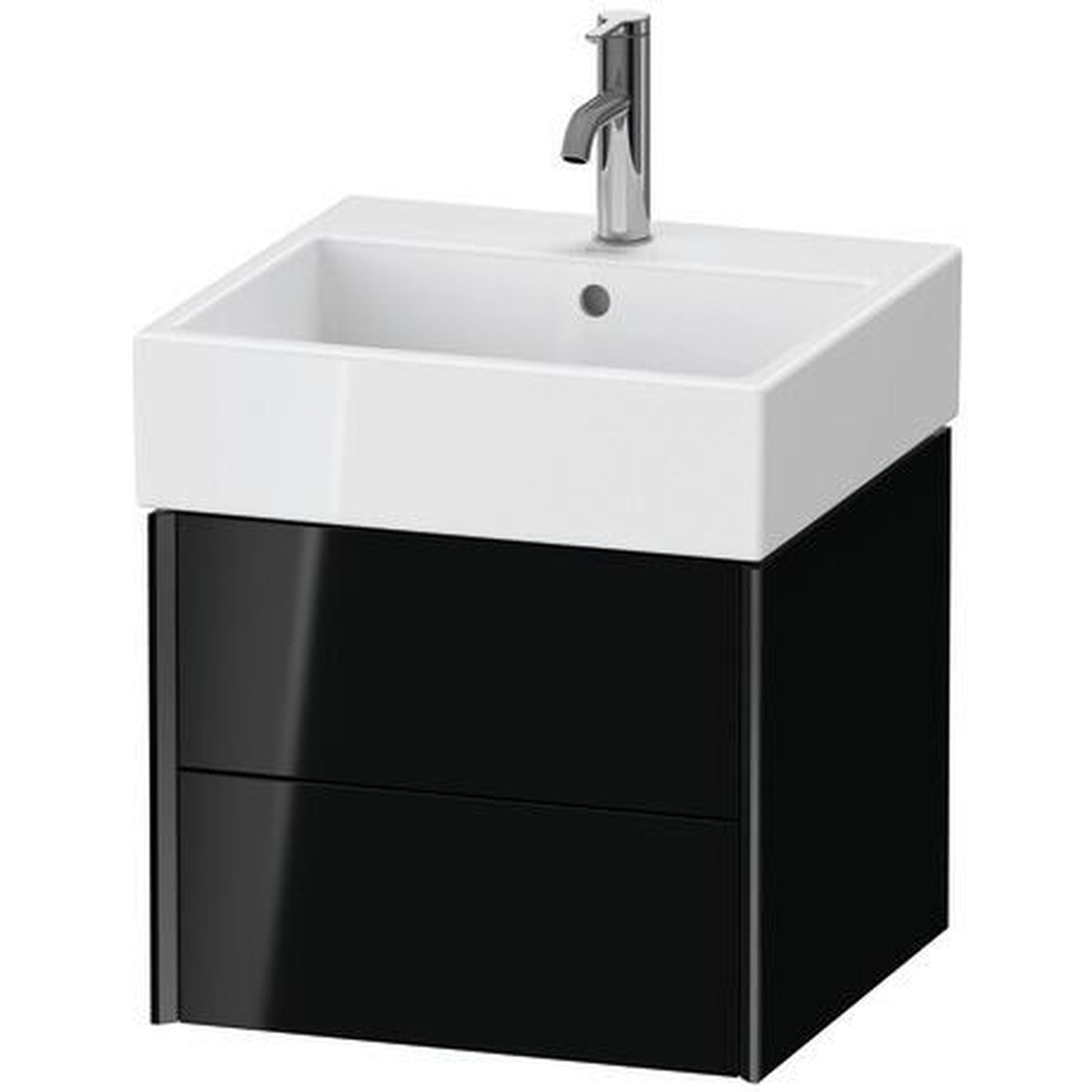 Duravit Xviu 19" x 16" x 18" Two Drawer Wall-Mount Vanity Unit, Black High Gloss Lacquer (XV43330B240)