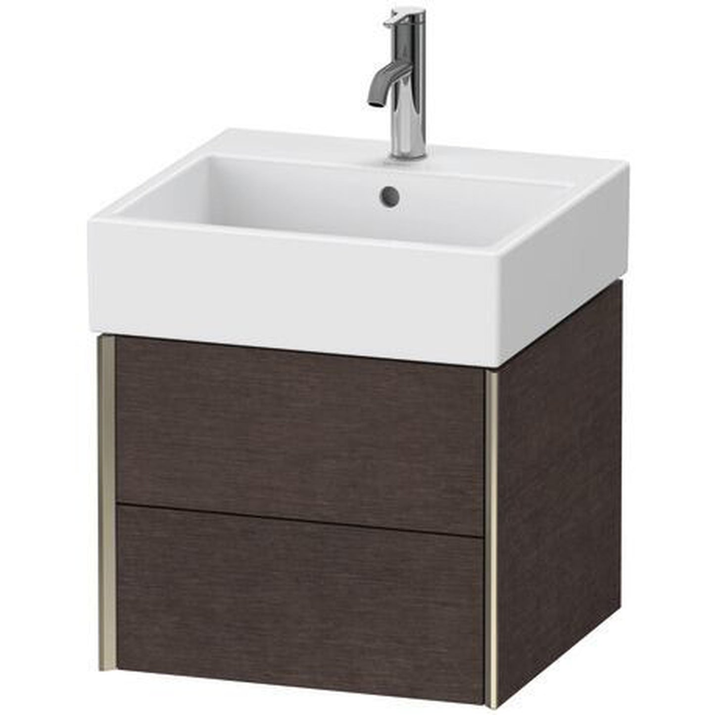 Duravit Xviu 19" x 16" x 18" Two Drawer Wall-Mount Vanity Unit, Brushed Dark Oak Real Wood Veneer (XV43330B172)