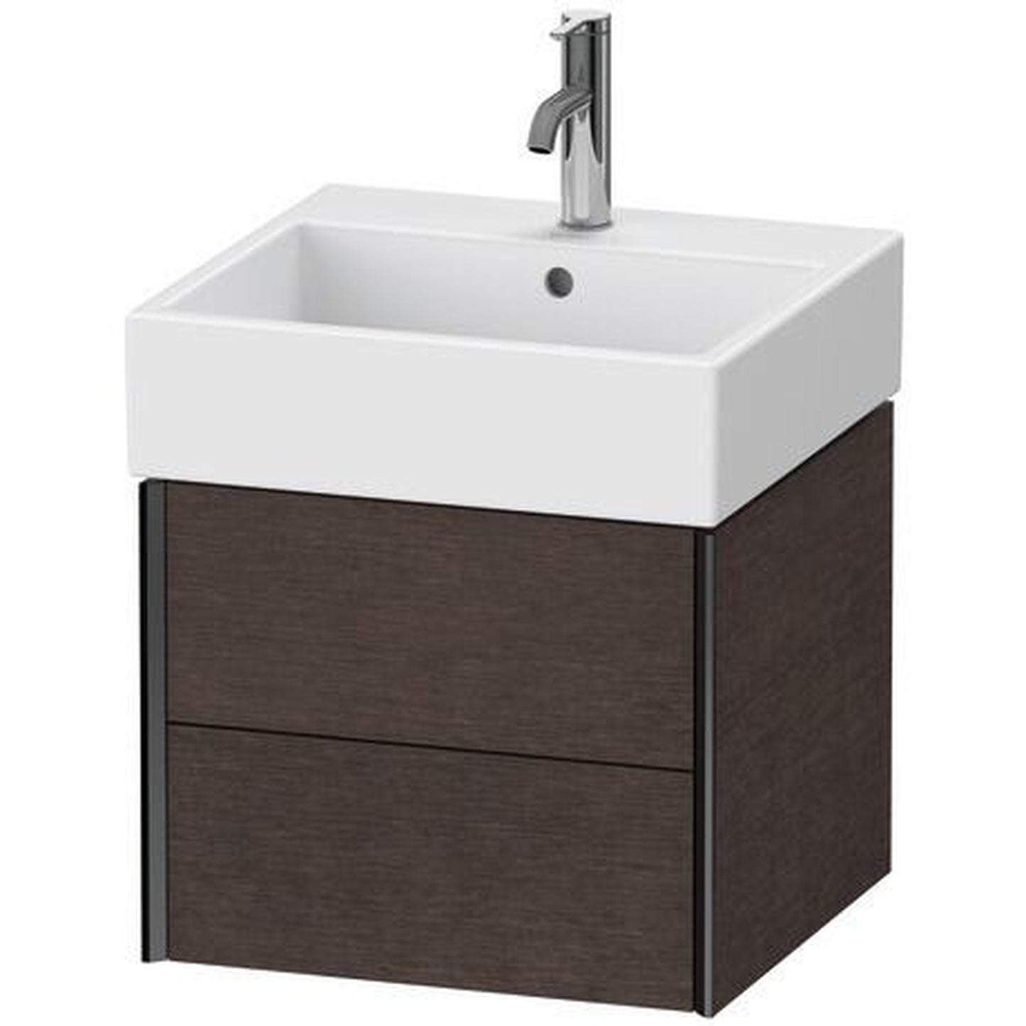 Duravit Xviu 19" x 16" x 18" Two Drawer Wall-Mount Vanity Unit, Brushed Dark Oak Real Wood Veneer (XV43330B272)