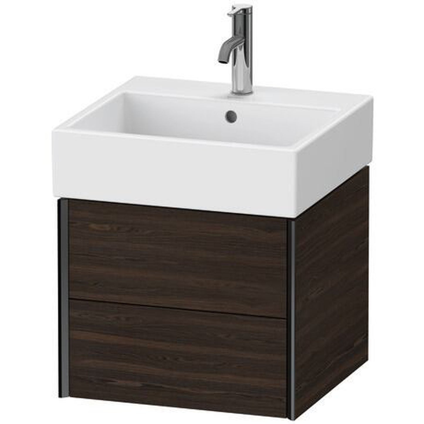 Duravit Xviu 19" x 16" x 18" Two Drawer Wall-Mount Vanity Unit, Brushed Walnut Real Wood Veneer (XV43330B269)