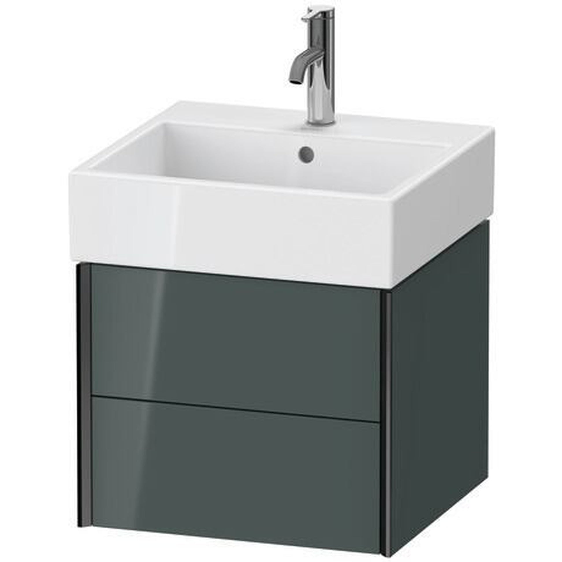 Duravit Xviu 19" x 16" x 18" Two Drawer Wall-Mount Vanity Unit, Dolomiti Grey High Gloss Lacquer (XV43330B238)