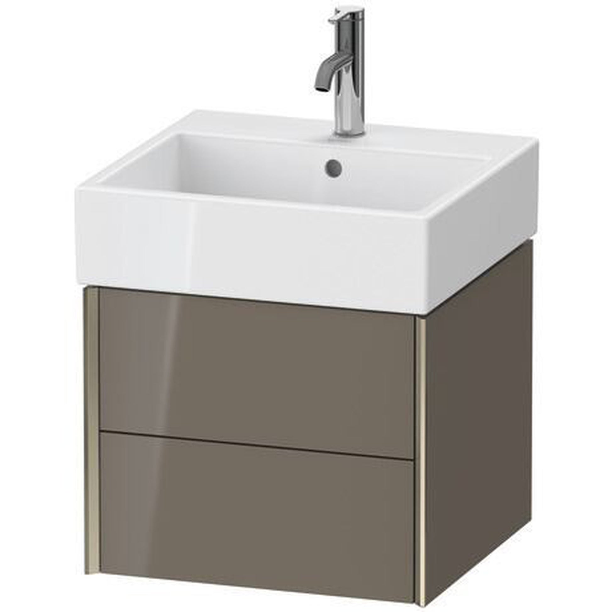 Duravit Xviu 19" x 16" x 18" Two Drawer Wall-Mount Vanity Unit, Flannel Grey High Gloss Lacquer (XV43330B189)