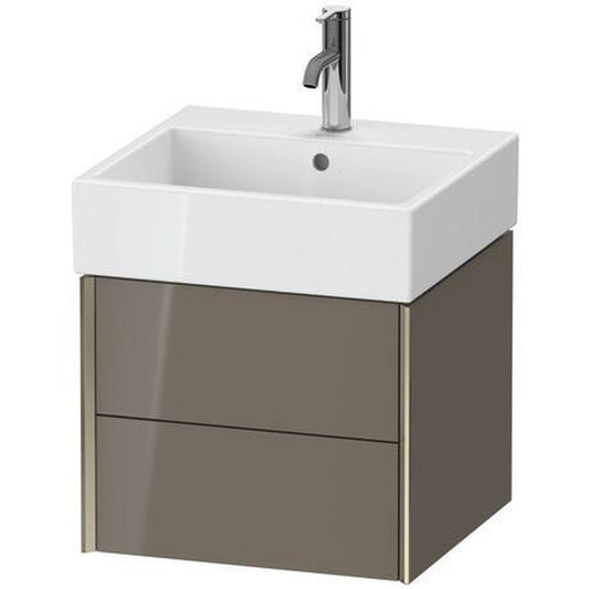 Duravit Xviu 19" x 16" x 18" Two Drawer Wall-Mount Vanity Unit, Flannel Grey High Gloss Lacquer (XV43330B189)