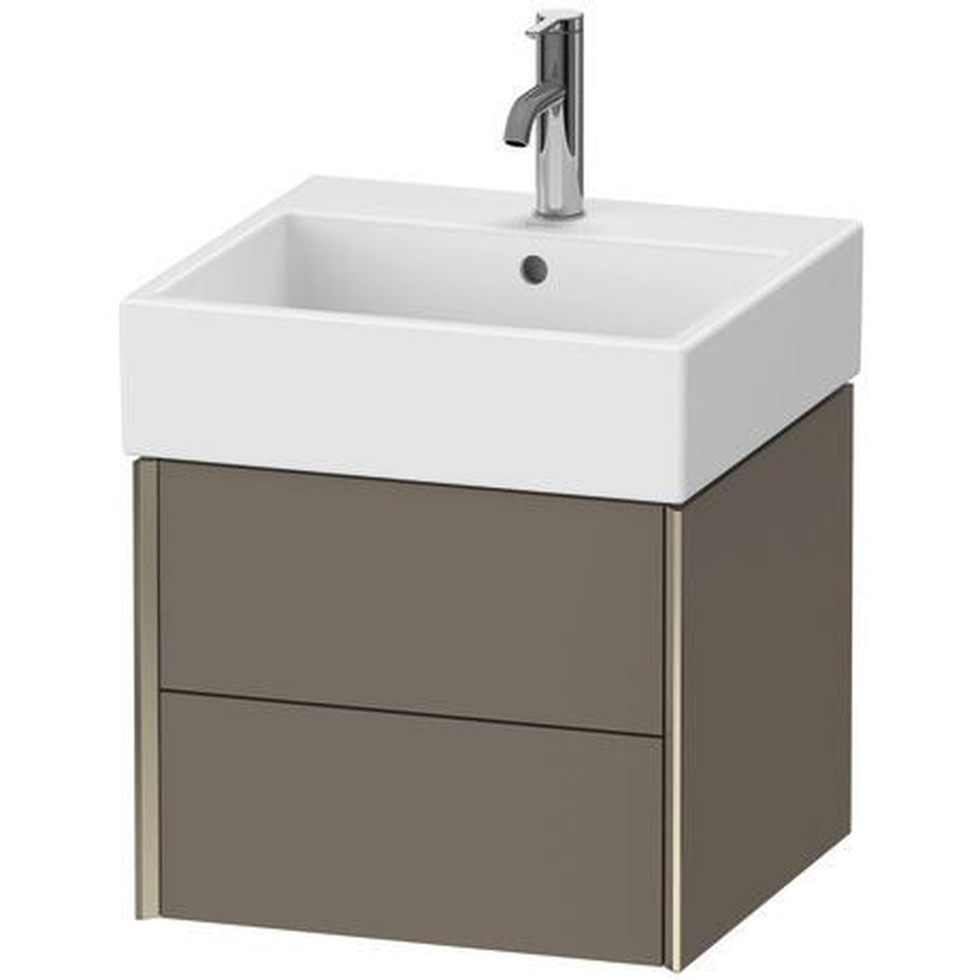 Duravit Xviu 19" x 16" x 18" Two Drawer Wall-Mount Vanity Unit, Flannel Grey Satin Matt Lacquer (XV43330B190)