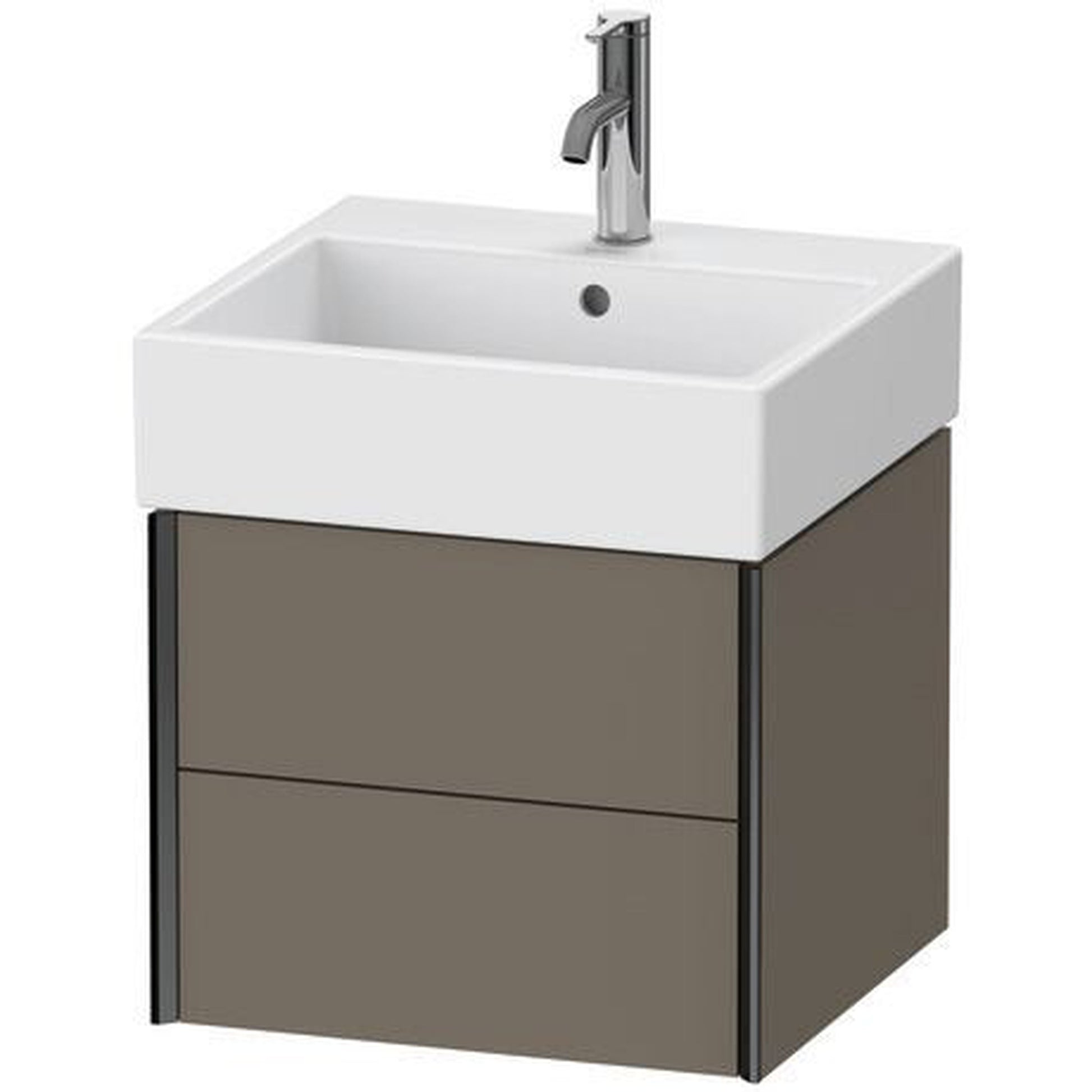 Duravit Xviu 19" x 16" x 18" Two Drawer Wall-Mount Vanity Unit, Flannel Grey Satin Matt Lacquer (XV43330B290)