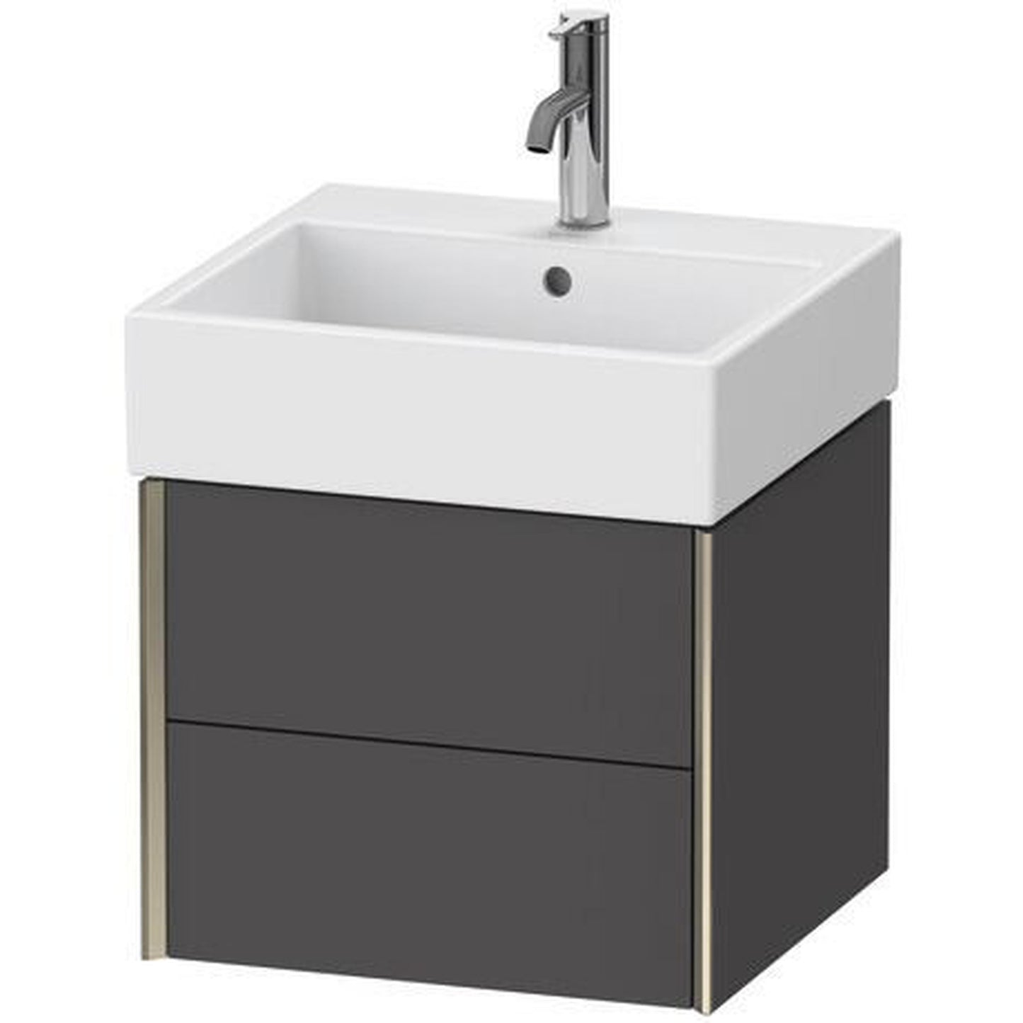 Duravit Xviu 19" x 16" x 18" Two Drawer Wall-Mount Vanity Unit, Graphite Matt (XV43330B149)