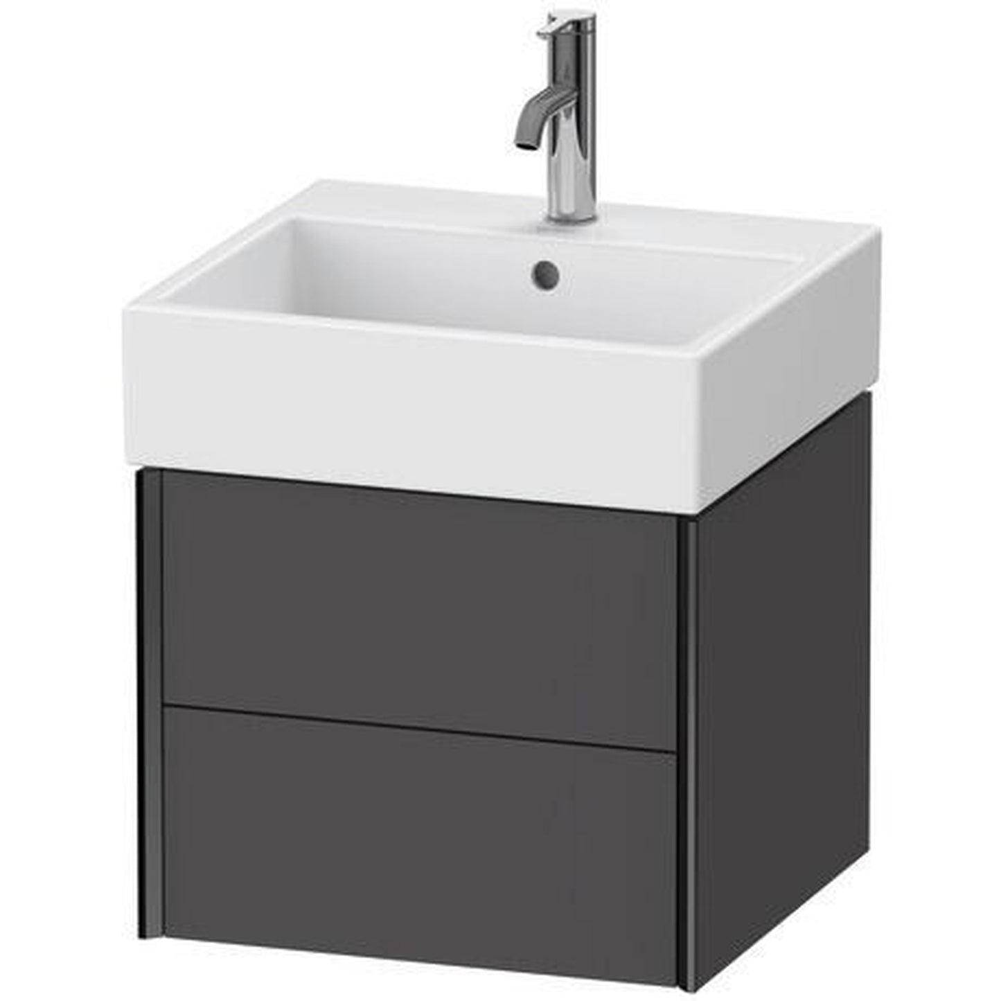 Duravit Xviu 19" x 16" x 18" Two Drawer Wall-Mount Vanity Unit, Graphite Matt (XV43330B249)