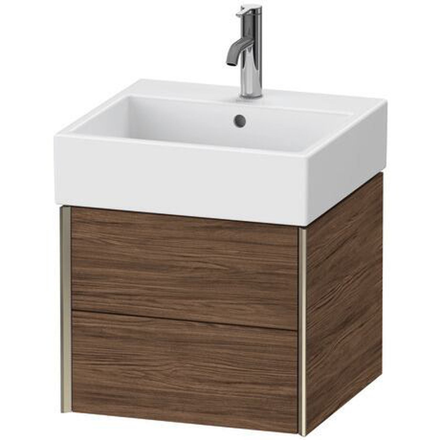 Duravit Xviu 19" x 16" x 18" Two Drawer Wall-Mount Vanity Unit, Walnut Dark (XV43330B121)