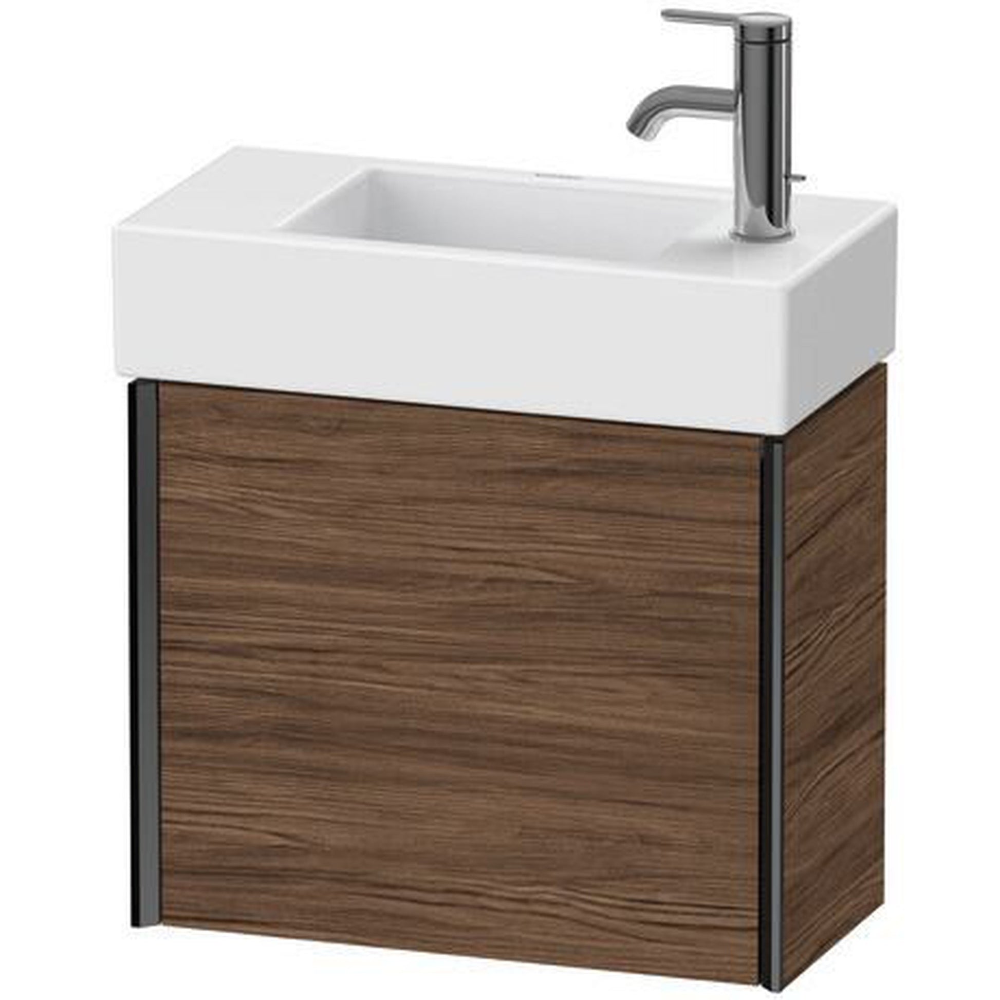 Duravit Xviu 19" x 16" x 9" One Door Wall-Mount Vanity Unit With Left Hinge, Walnut Dark (XV4232LB221)