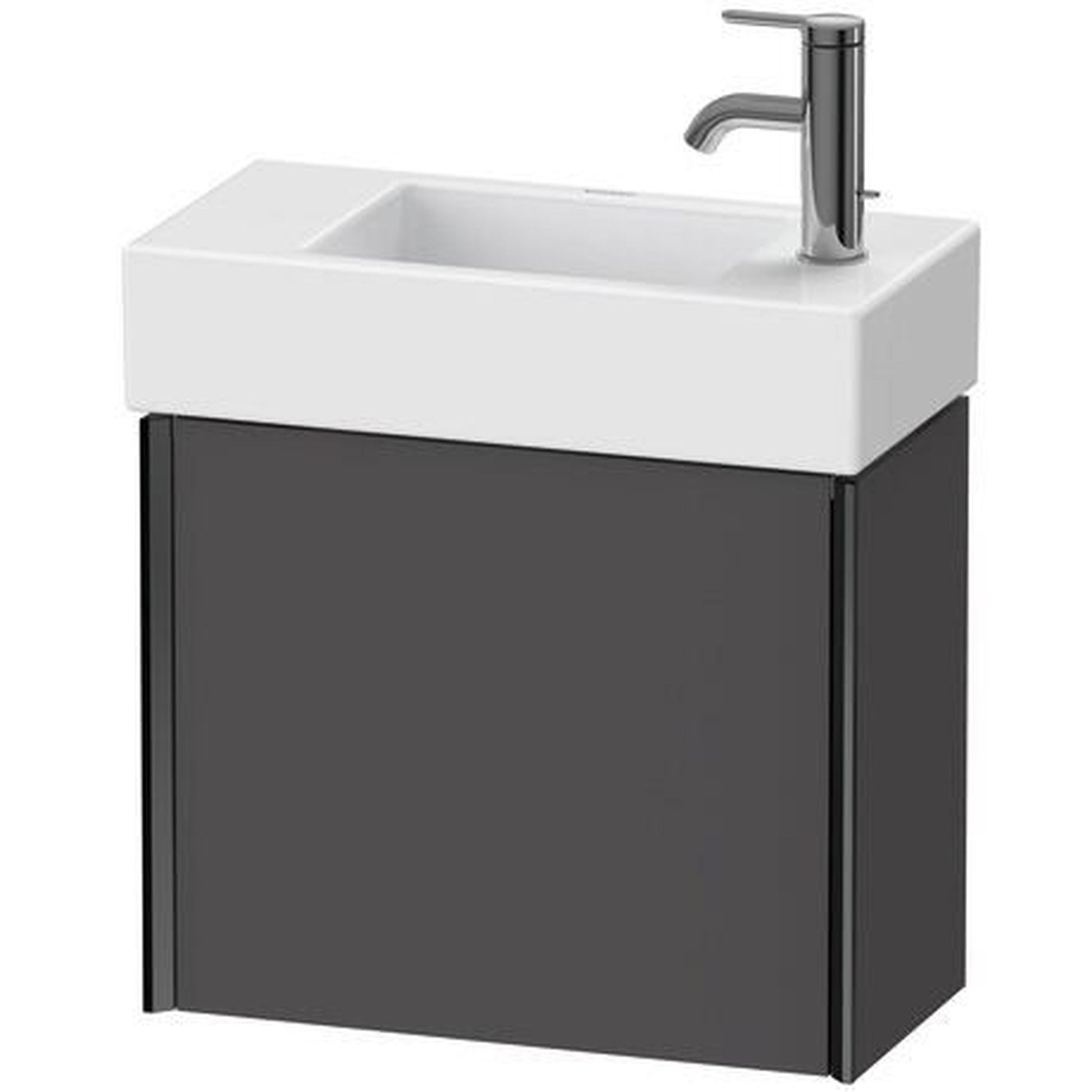 Duravit Xviu 19" x 16" x 9" One Door Wall-Mount Vanity Unit With Right Hinge, Graphite Matt (XV4232RB249)