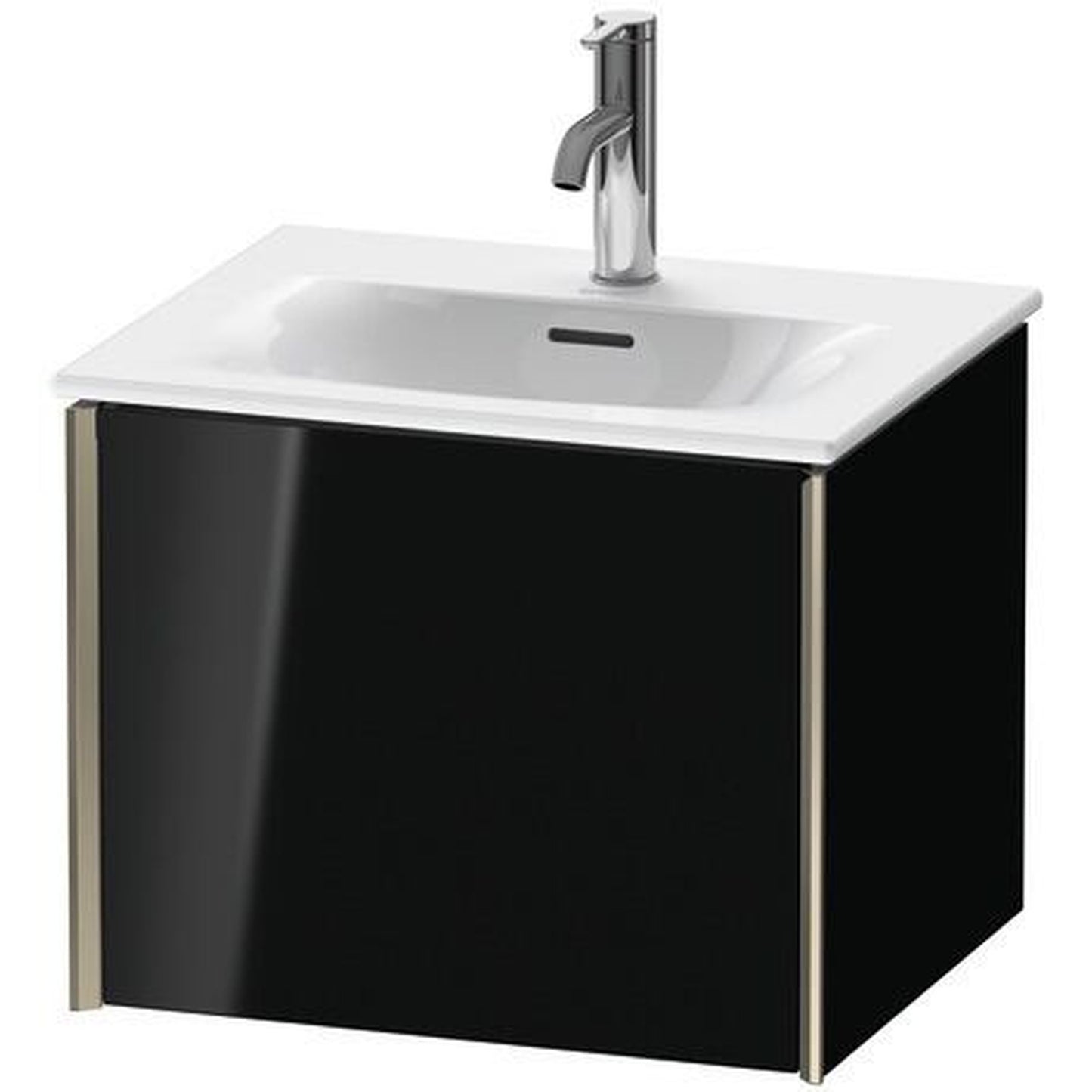 Duravit Xviu 20" x 16" x 17" One Drawer Wall-Mount Vanity Unit, Black High Gloss Lacquer (XV40310B140)